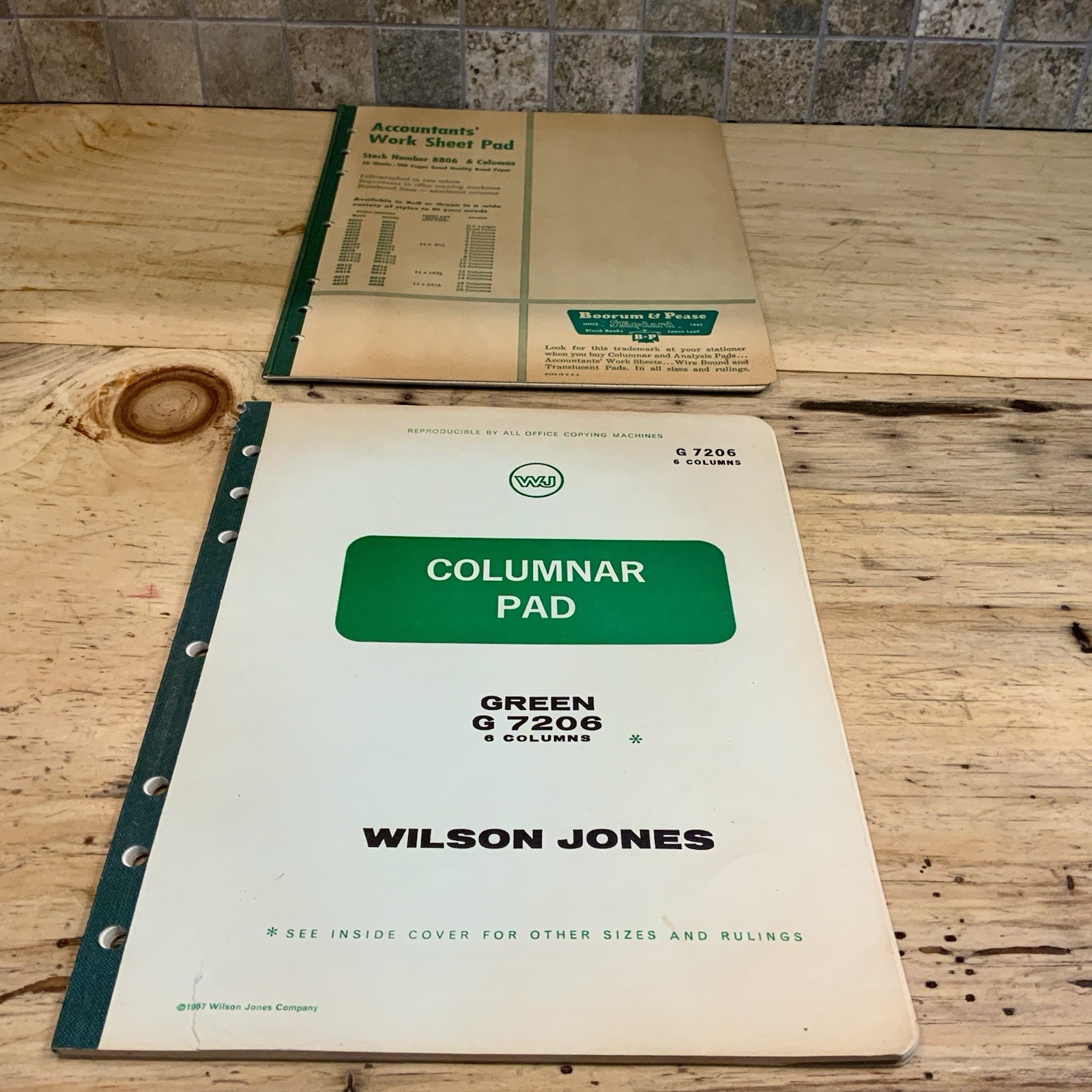 Lot 2 Vintage Columnar Pads Wilson Jones Boorum Pease 6 Column USA Accounting