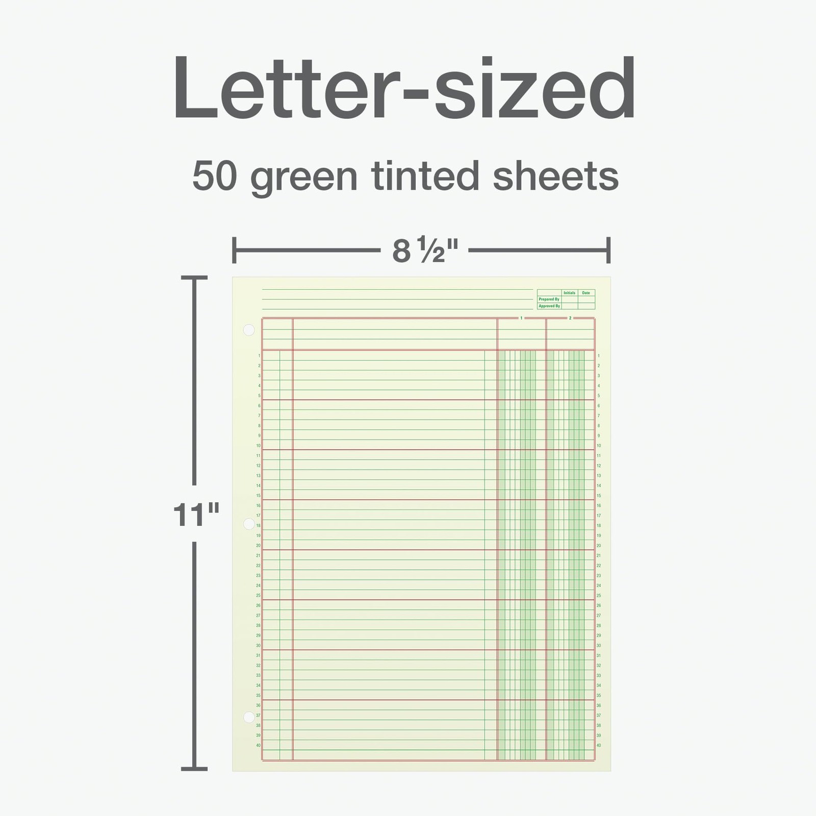Adams Green Columnar Analysis Pads 2 Column Ledger 50 Double Sided Sheets
