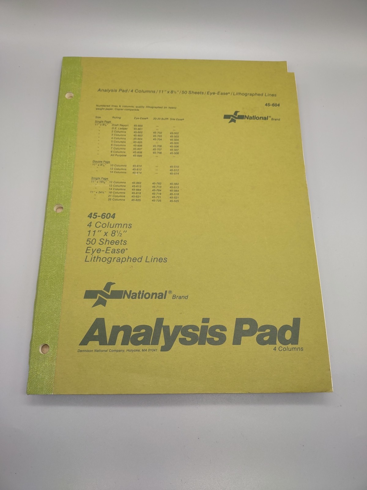 X2 National Brand Analysis Pads 4 Column 45-604 VTG New 50 Sheets 11×8.5 Ledger