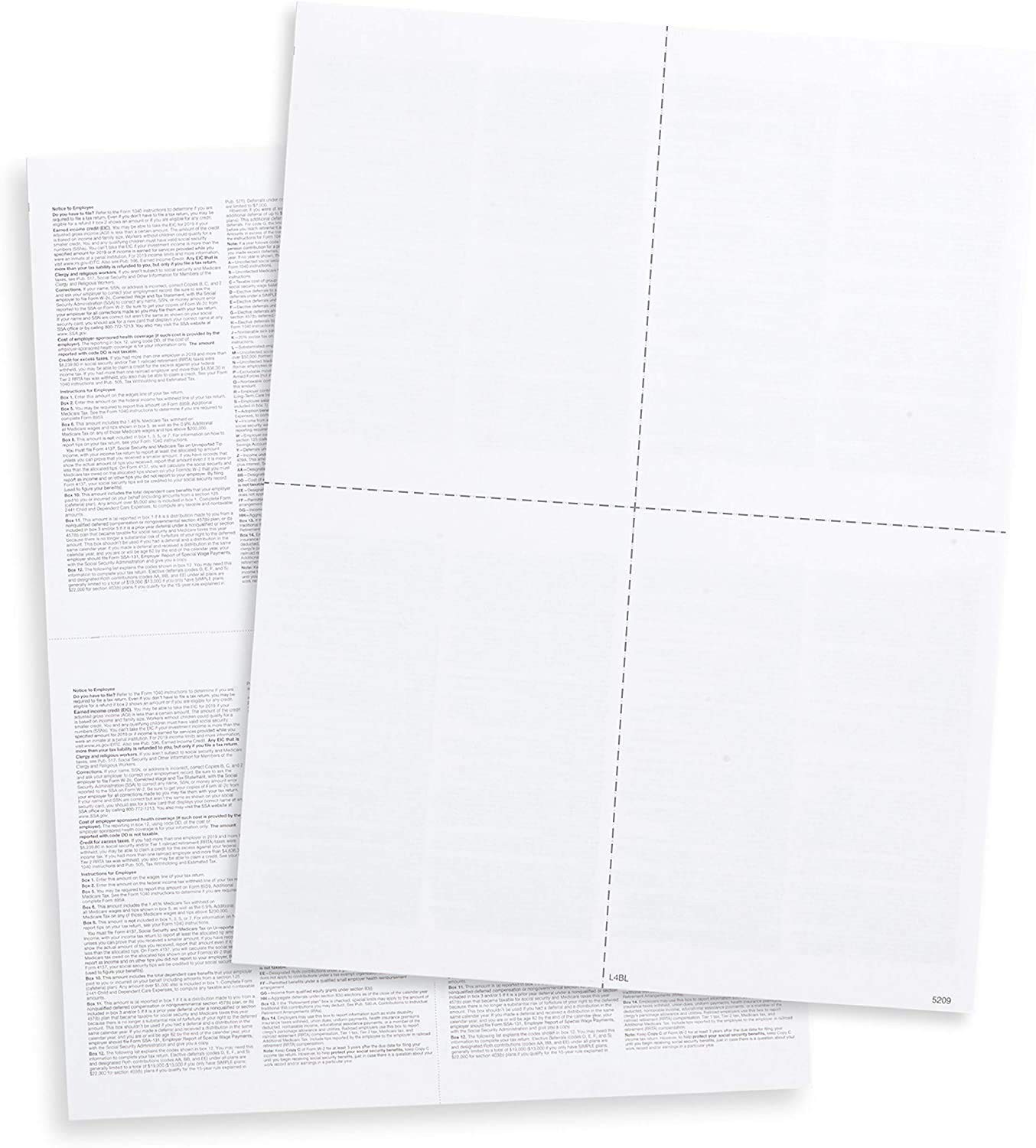 Blank W2 4 Up Tax Forms 2025, Set for 50 Employees, Instructions in Back 50