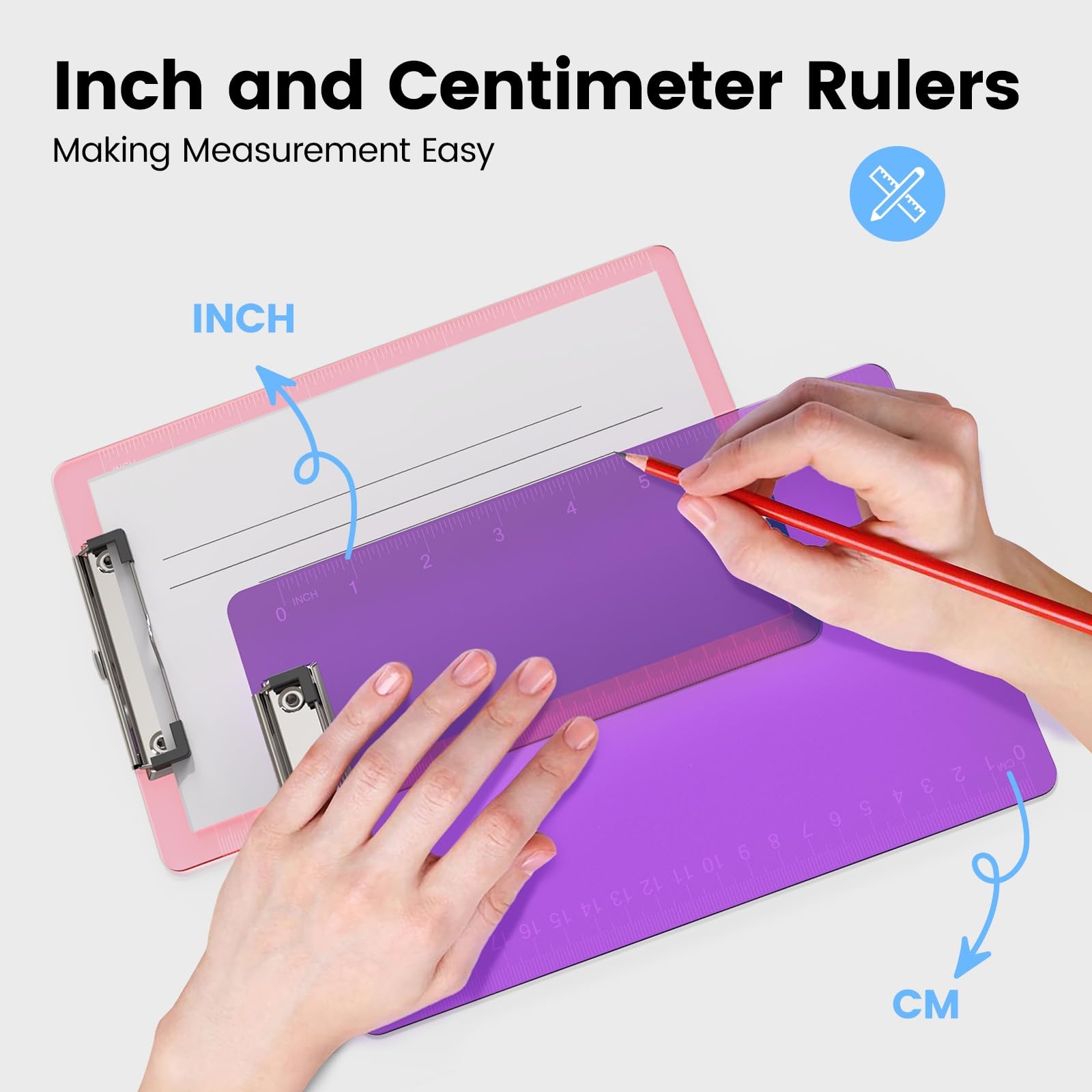 Macroclo Plastic A5 Clipboards, Clear A5, Blue/Pink/Orange/Purple/Green/Red
