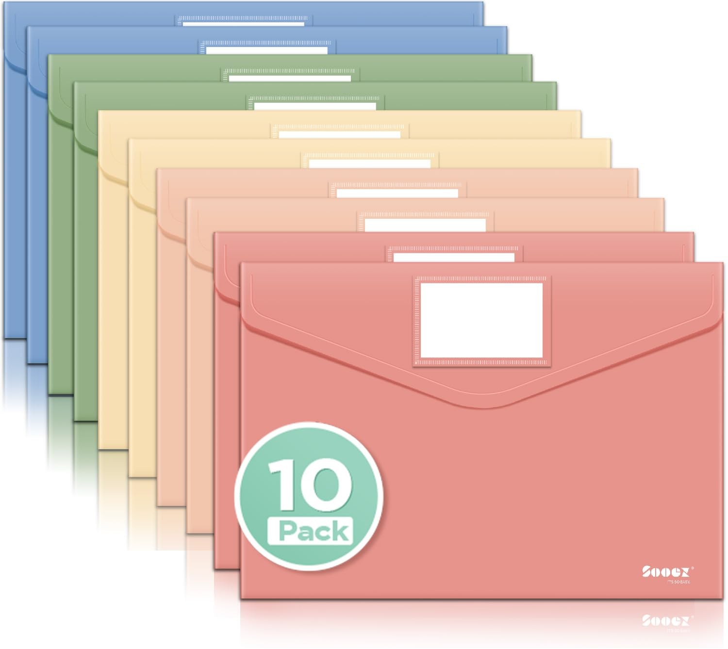 Sooez 10Pack Plastic Envelopes, File Folder, Letter/A4 Size, Retro