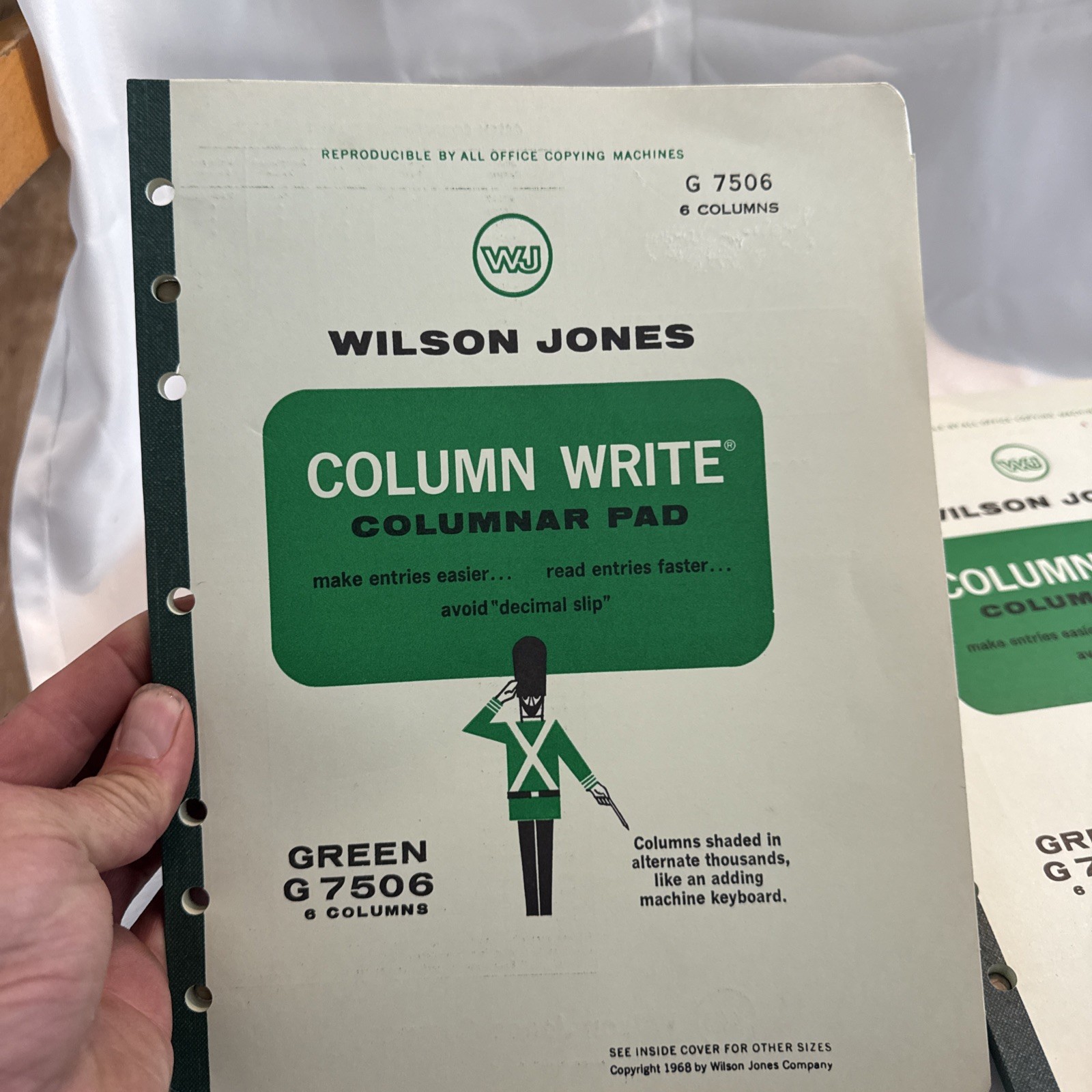 x2 Vtg Wilson Jones 6 Column Write Columnar Pad Green 11 x 8-1/2” G7506 Lot