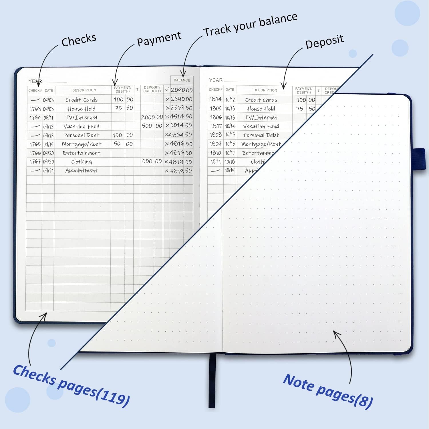 Check Registers for Personal Checkbook, Accounting Ledger for Sma