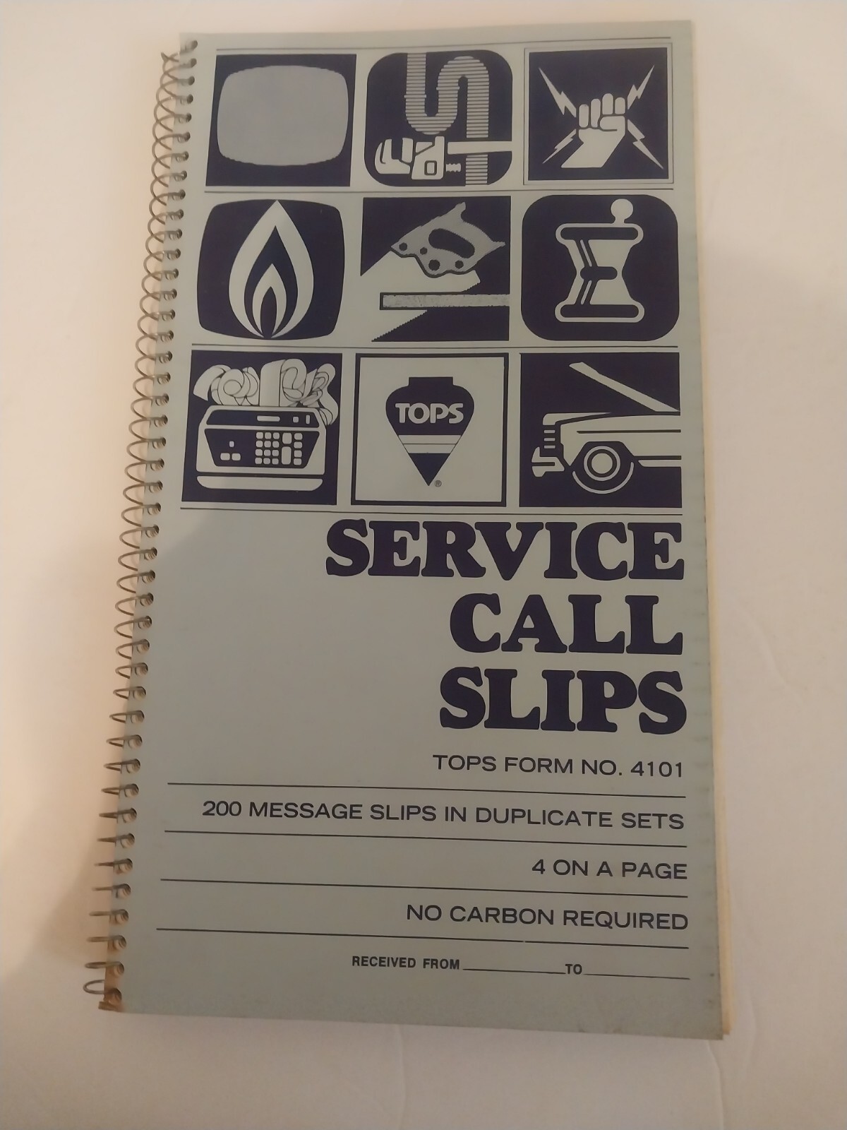 Tops service call message slips Form No. 4101 (200 slips) spiral-bound
