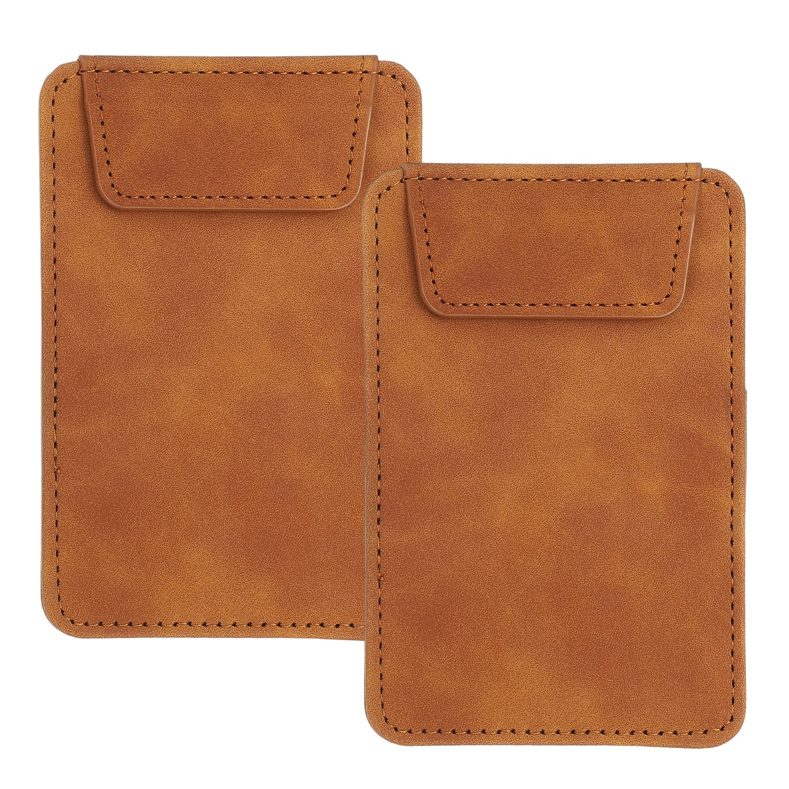 2 Pack Mini Clipboard 5″ x 3″ Leather Small Clipboard with Pen Holder Brown