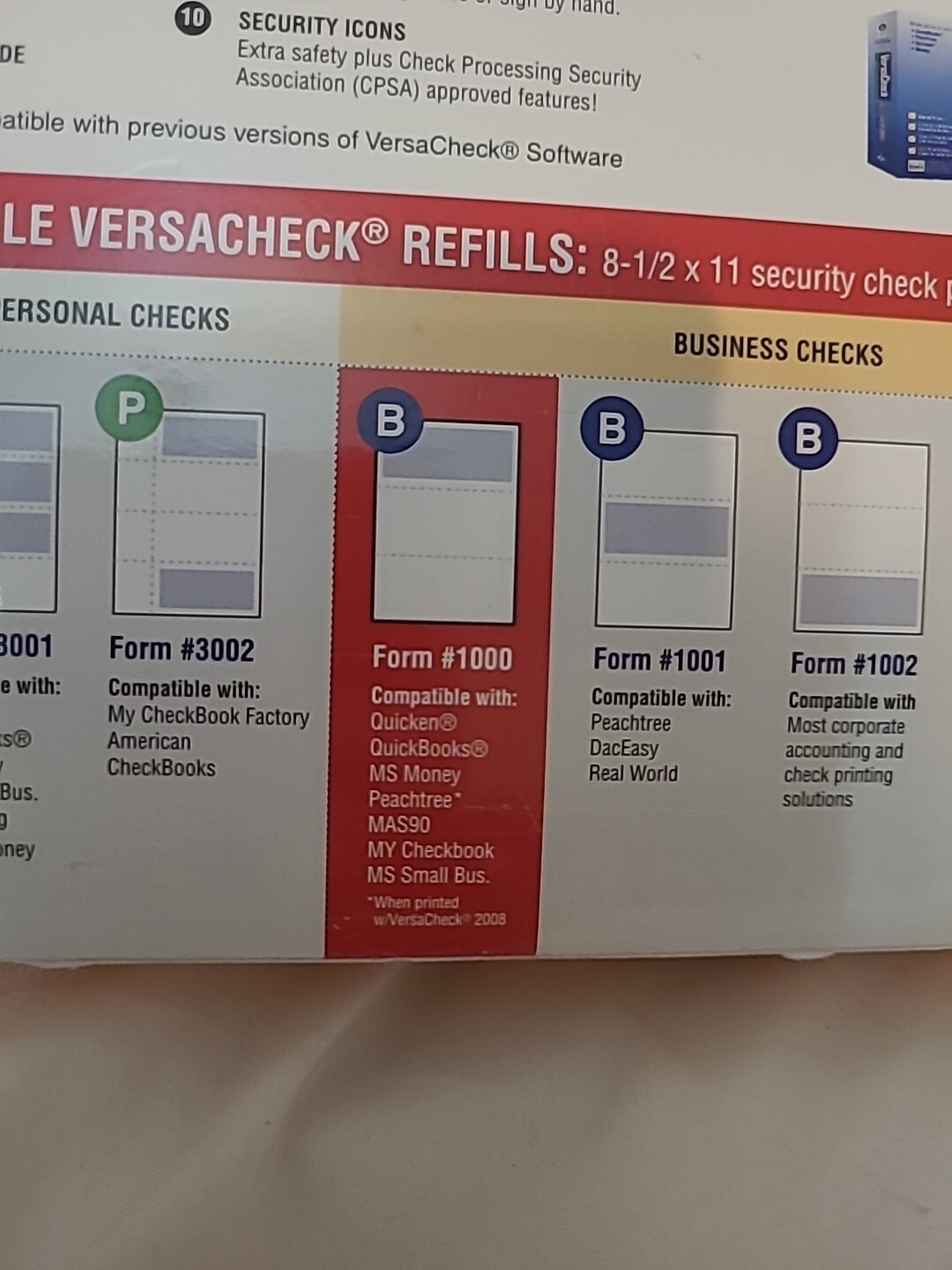 VersaCheck Security Business Check Refills: Form #1000~ Business Voucher Checks