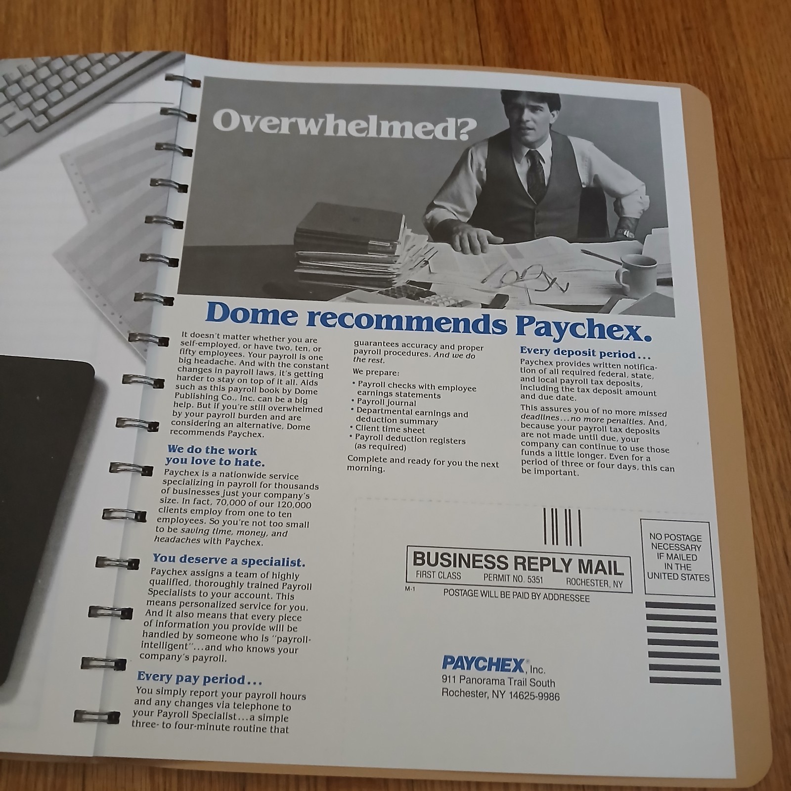 DOME Simplified Monthly Bookkeeping Record Book 1991 Spiral Bound New No. 612