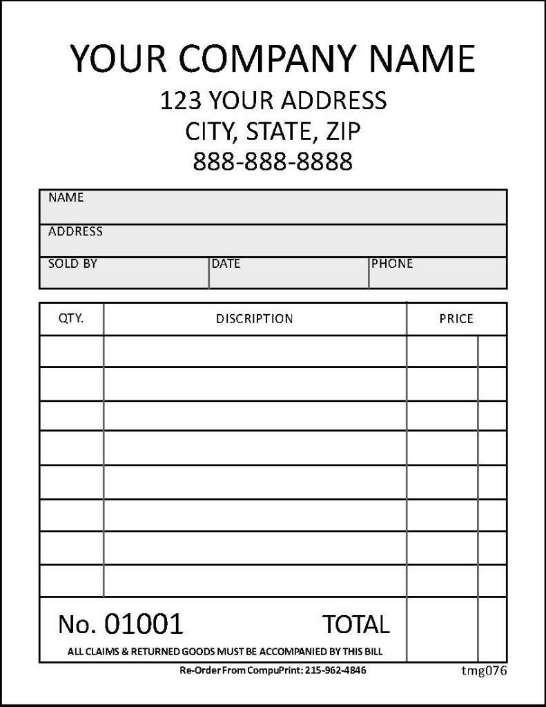 500 Small Invoices / Sales Receipts / 4.25″ x 5.5″ / 2 Part / TMG076