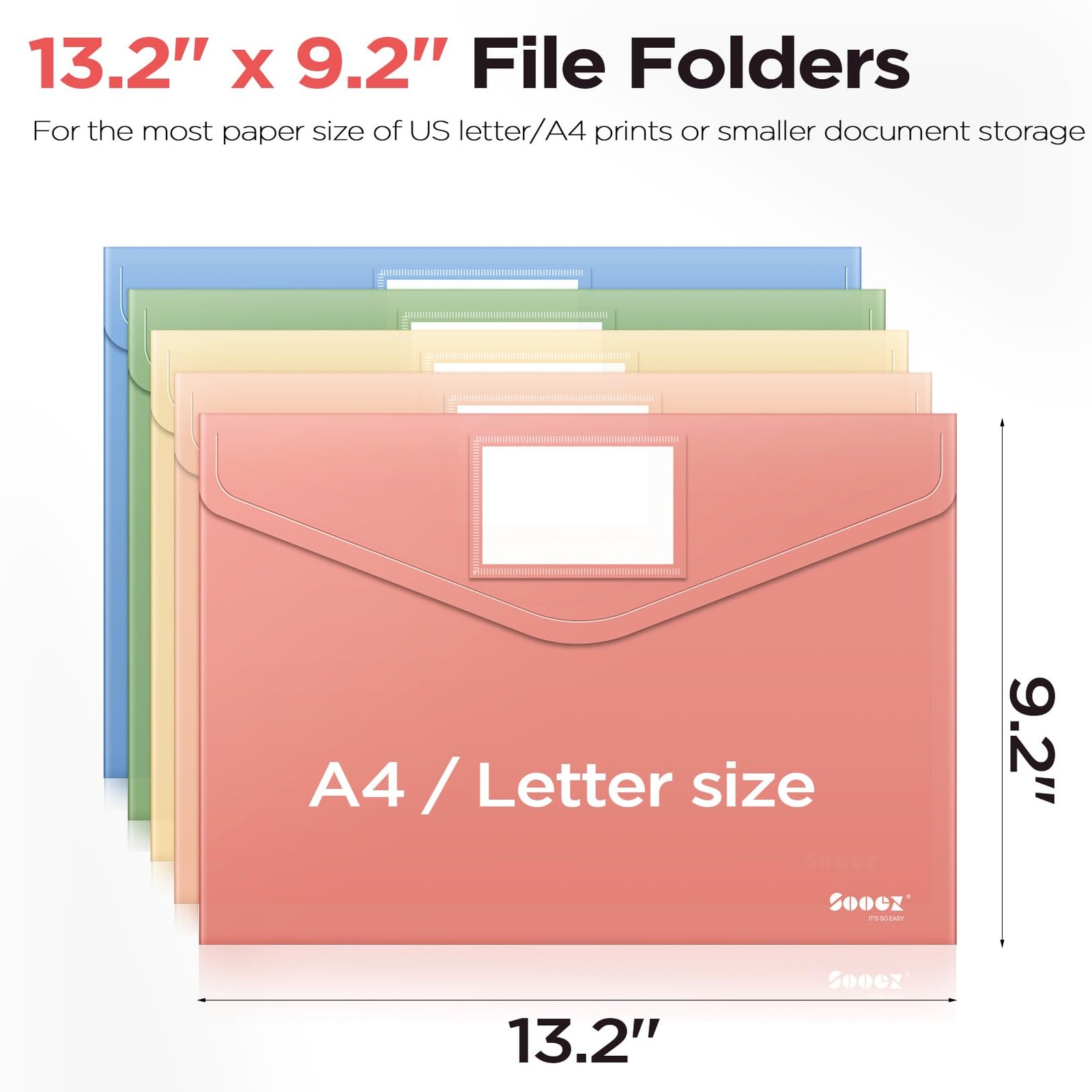Sooez 10Pack Plastic Envelopes, File Folder, Letter/A4 Size, Retro
