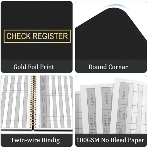 Check Registers for Personal Checkbook, Expense Ledger Log Book, 8.4 X 6.2”