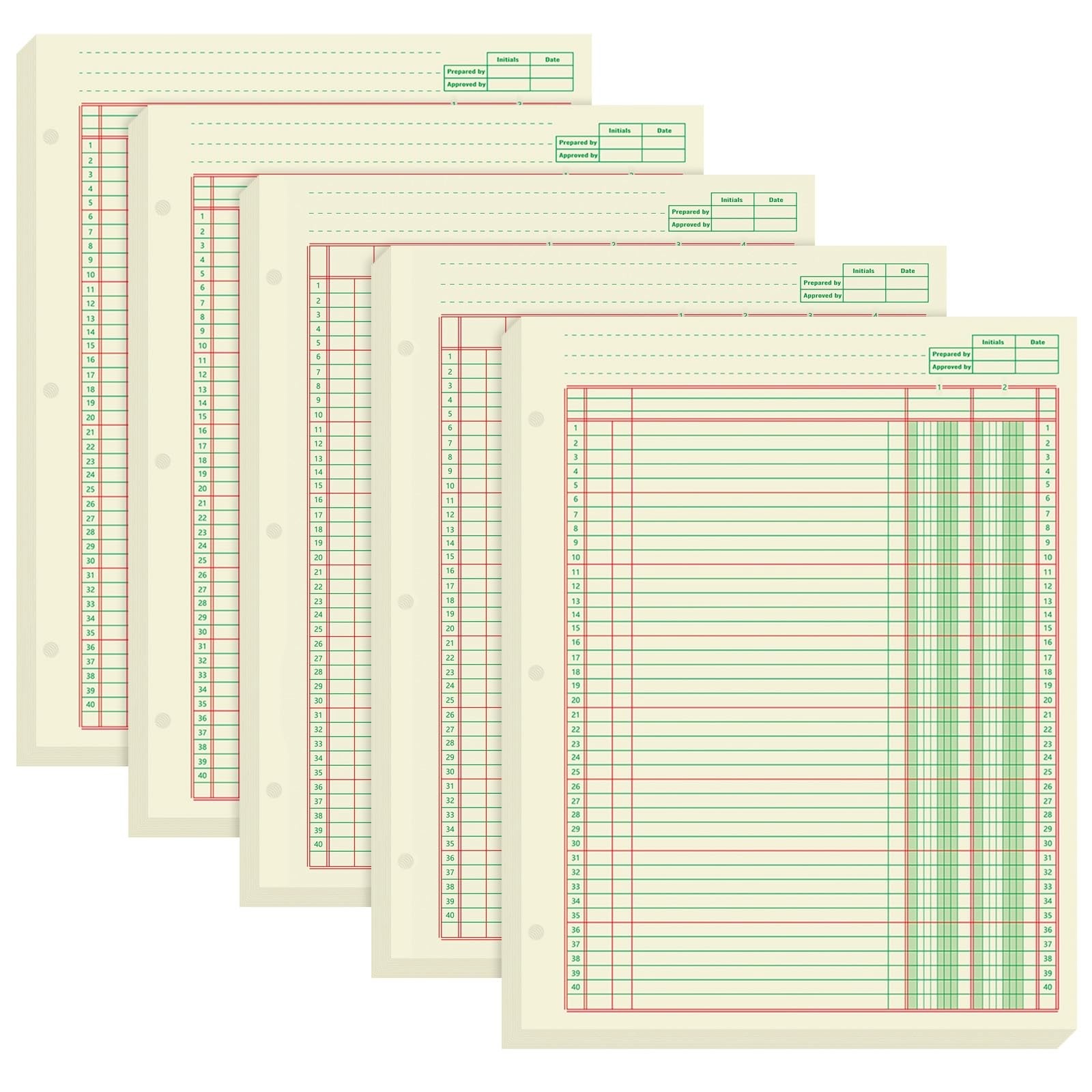 5 Pack 250 Sheets Ledger Accounting Columnar Pads 3 Hole Analysis Accounting …