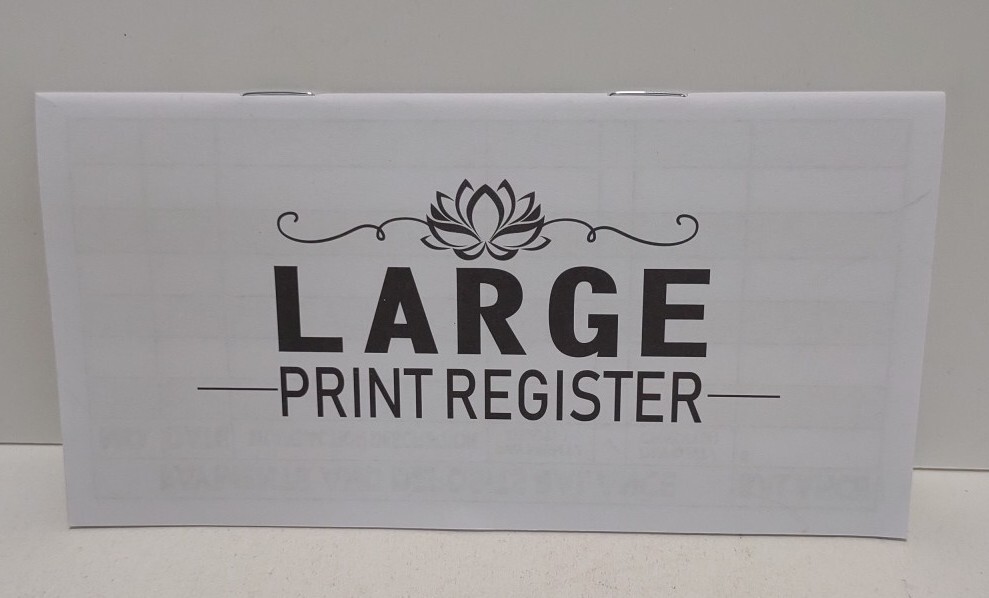 Large Print Check Register With Year Calendar