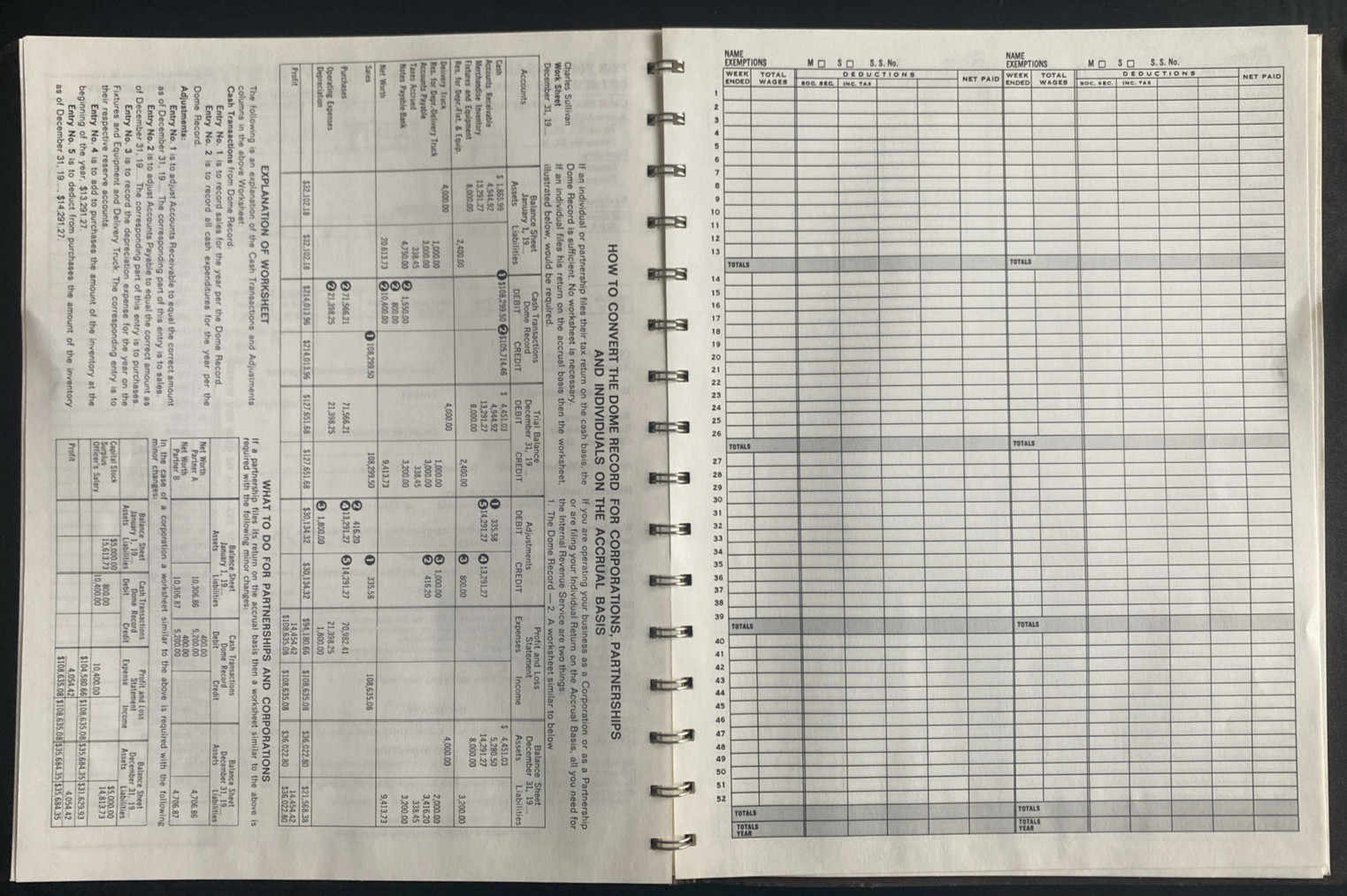 Vtg Dome Simplified Weekly Bookkeeping Record No 600 Vinyl Covers New, Unused