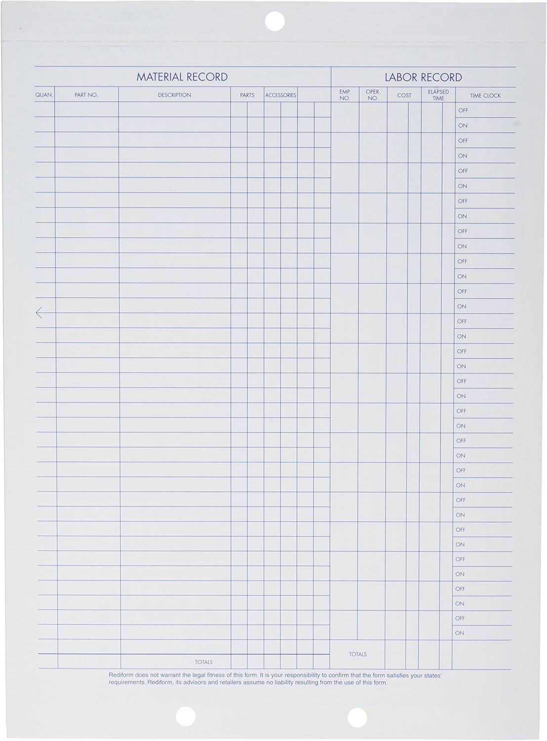 Carbonless Auto Repair Forms 50 Pack 3 Part White Yellow Pink 8.5×11 Inches