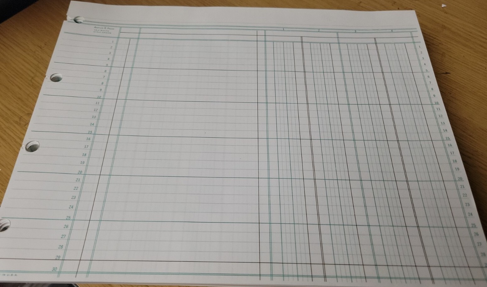 Boorum 100 Sheets Columnar Accounting Sheets 4 Column 9-1/4 x 11-7/8 New in Box