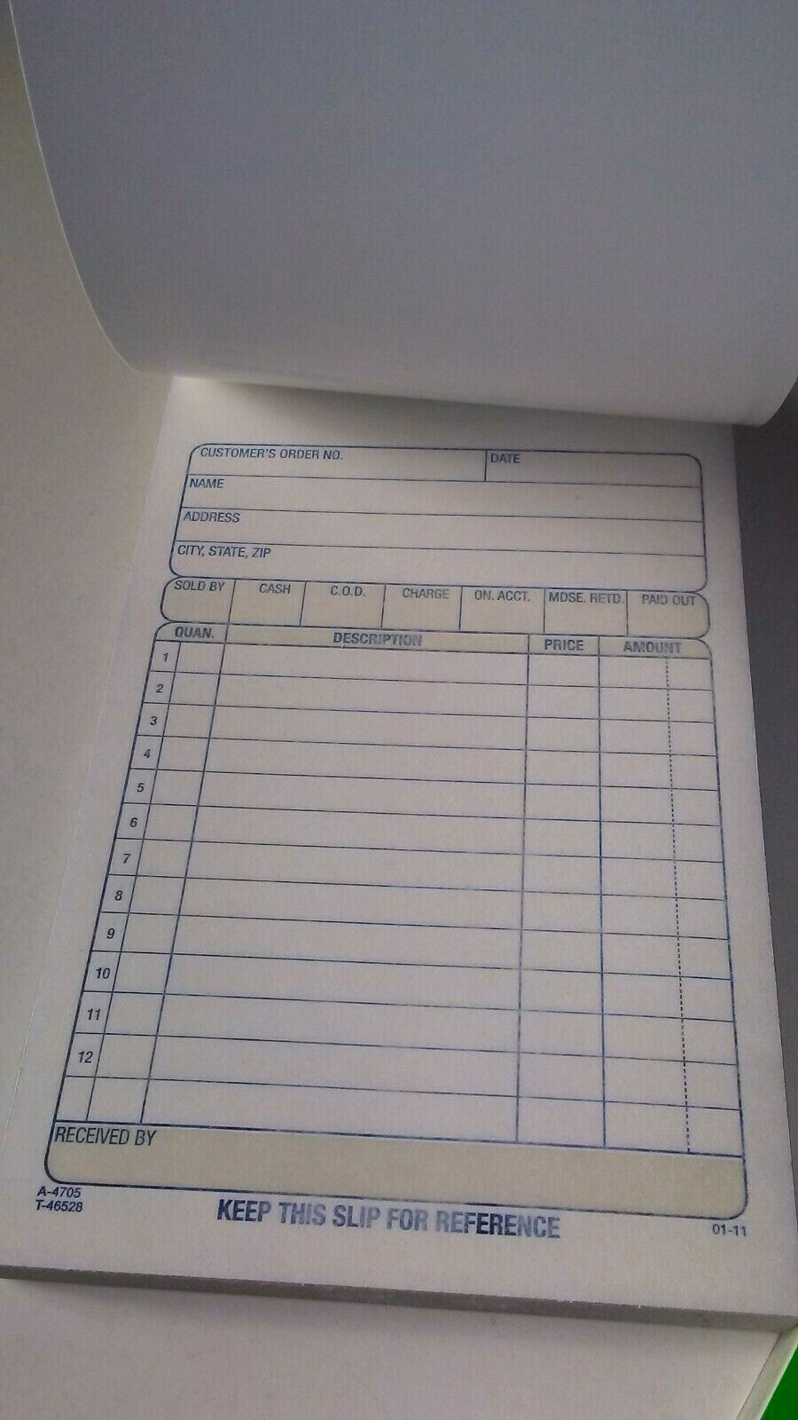 (TWO) Adams Sales Order Book, 2-Part, Carbonless, White/Canary, 4-3/16 x 7-3/16