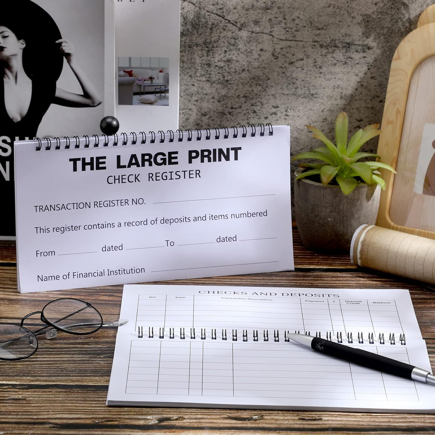 2 Set Totally 50 Sheets Check Registers for Personal Checkbook Large Print Low V