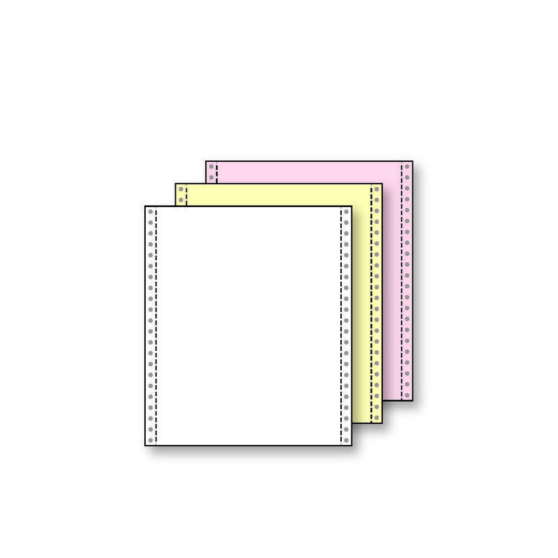 3-Ply 9-1/2” x 11″ (W x H) Carbonless 13# White/Canary/Pink Computer Paper,