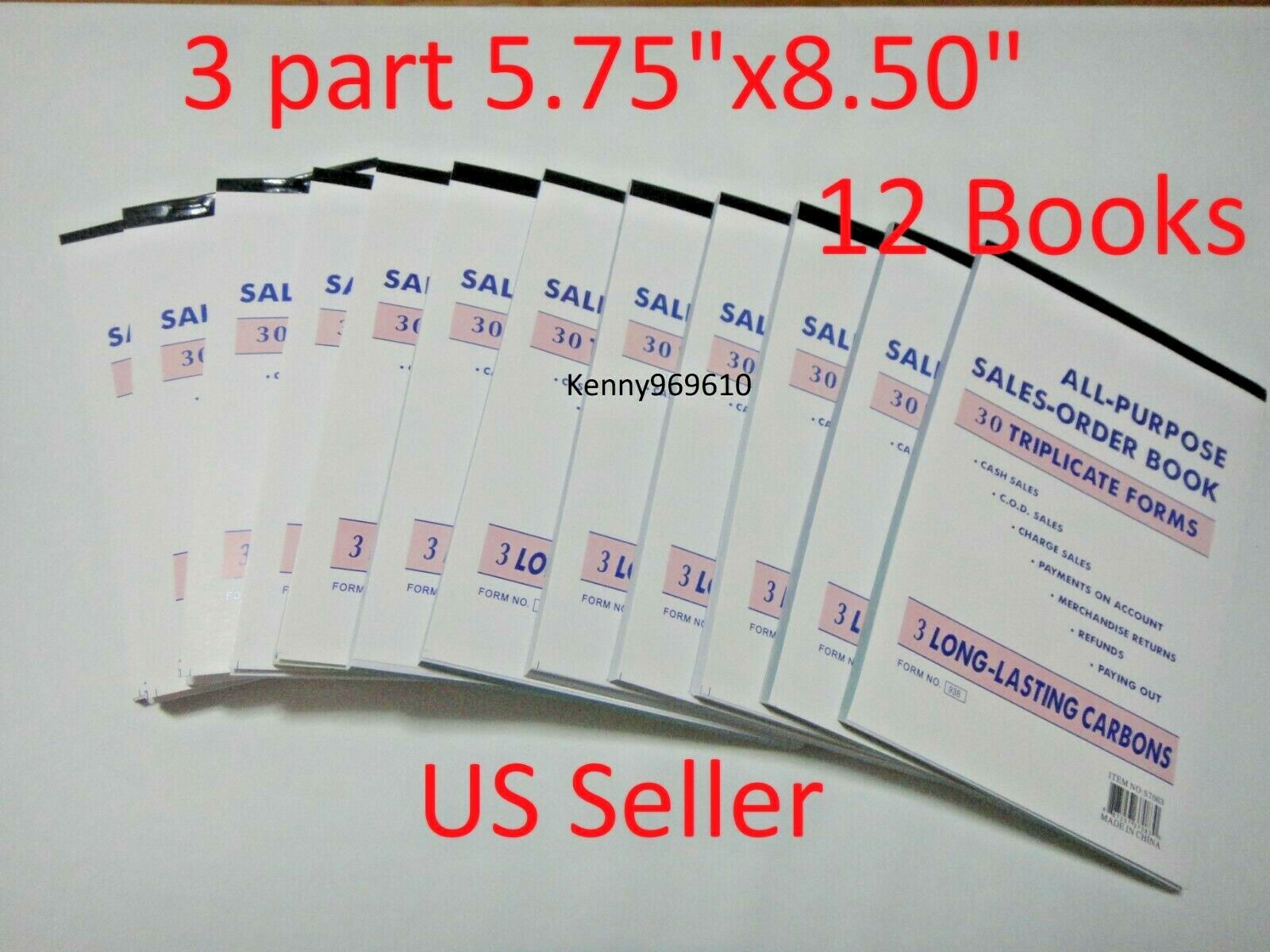 12X-3 part Sales Order Book Receipt Invoice Triplicate 30 sets Form 5.75″X8.50″