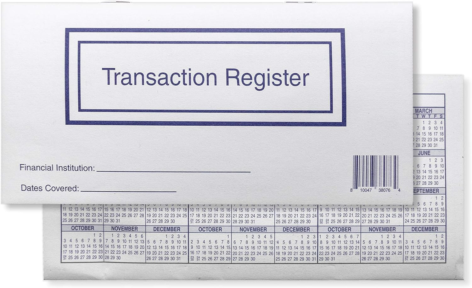 Checkbook Registers for Personal Checkbook, Transactions Ledgers, Pack of 10, 20