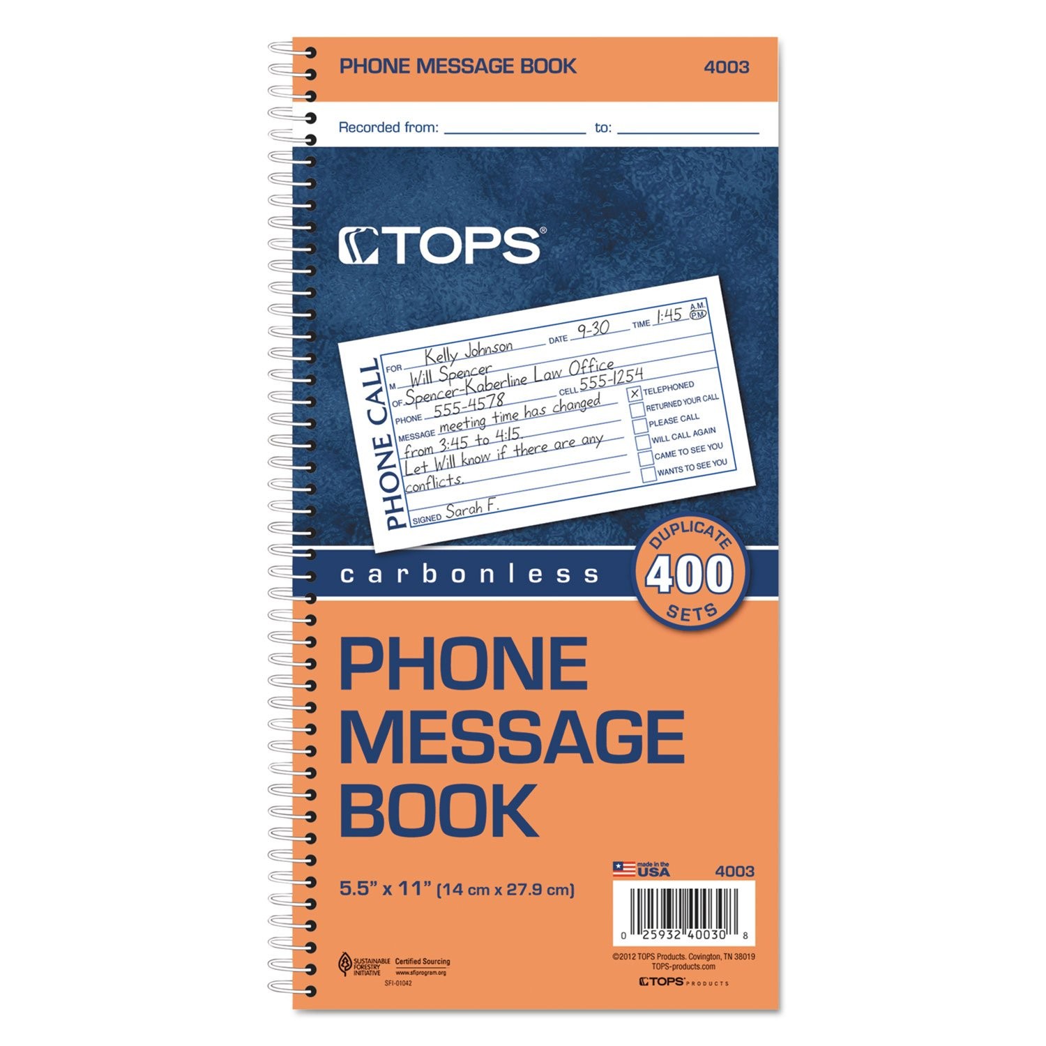 Message Forms Book, Carbonless Duplicate, 2.75 x 5 Inches, 400 Sets per Book …
