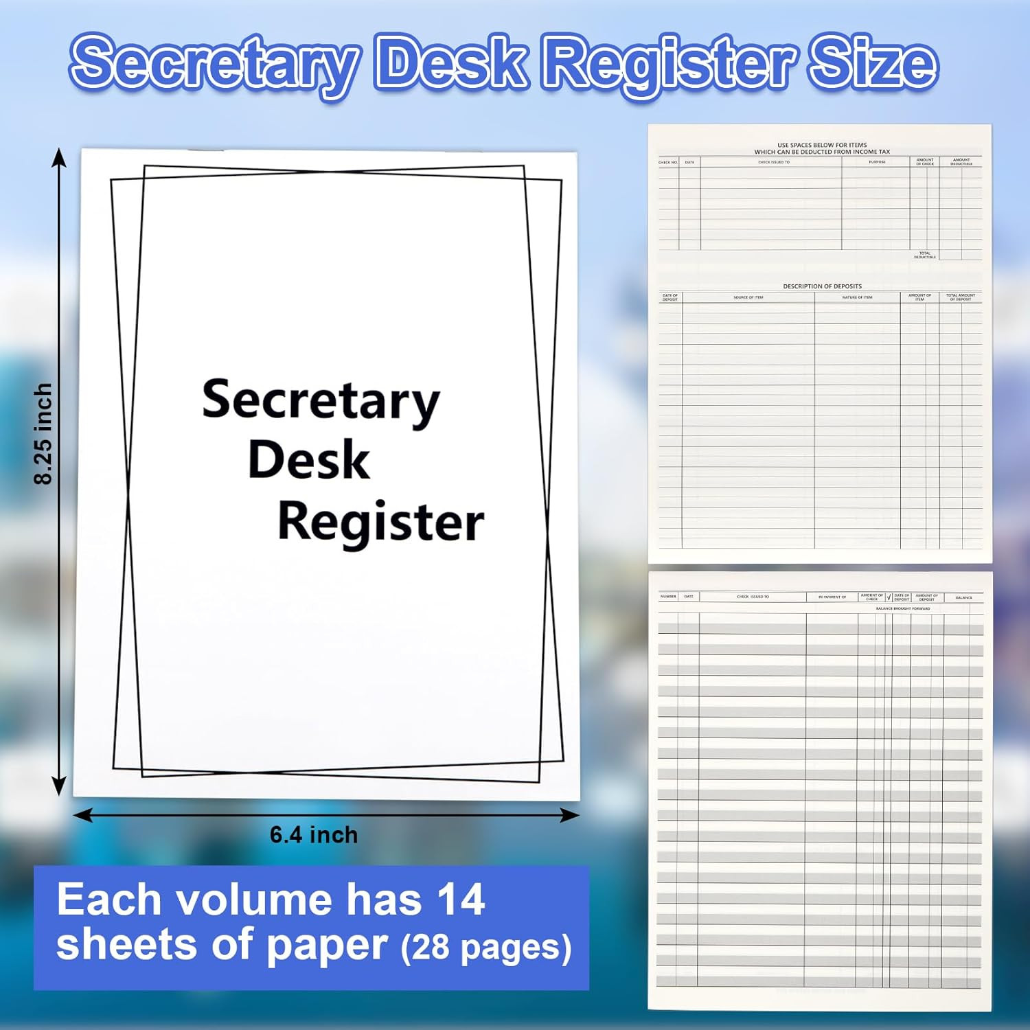 5 Pieces Checkbook Transaction Register 6.4 * 8.25Inch Secretary Deskbook Check