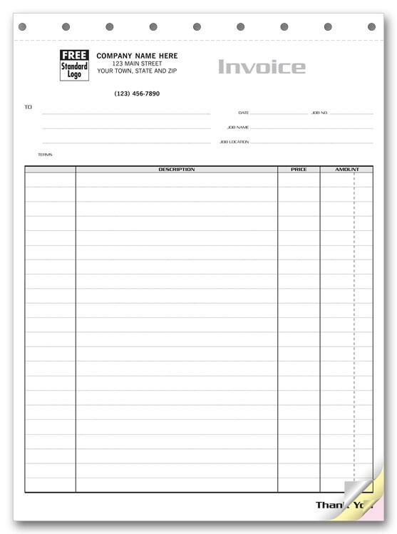 Large Contractor Invoice Forms / Nebs/Deluxe No. 209 / 2 Part or 3 Part