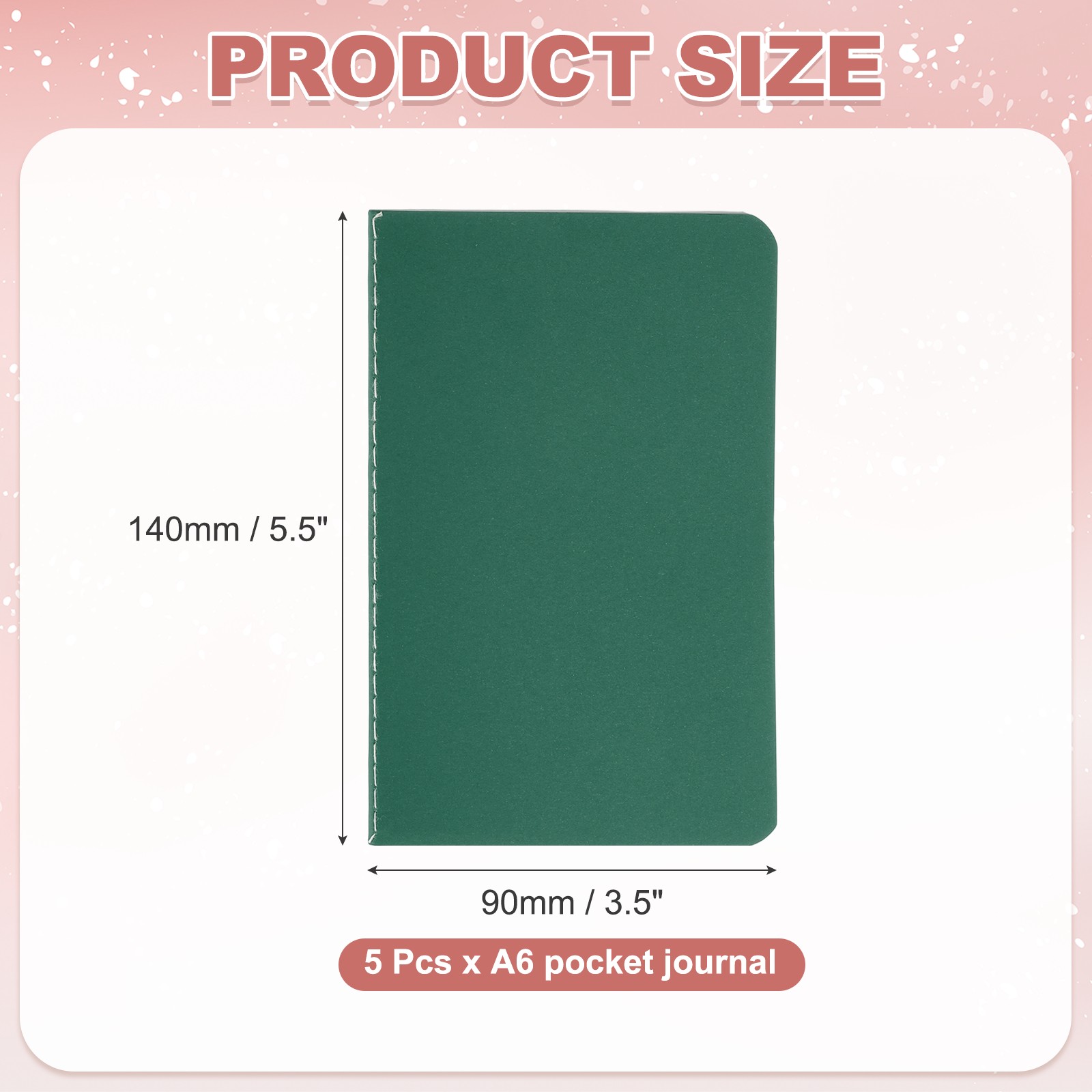 5 Pack A6 Notebook, A6 Journal Mini Notebook Pocket Kraft,Green Tone