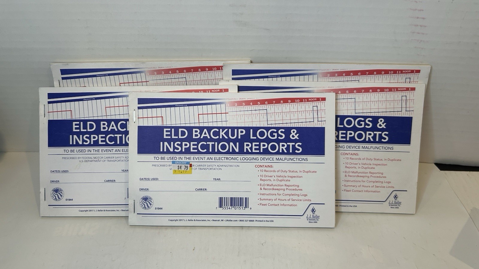 5x JJ Keller 51944 ELD Backup Log Book with Detailed DVIR with Recap