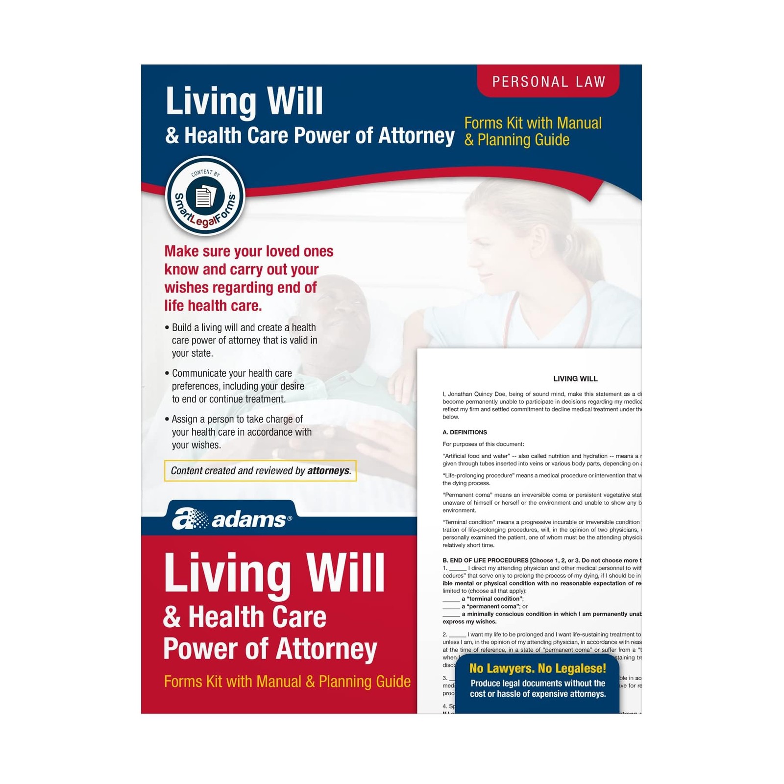 Adams Living Will and Power of Attorney for Healthcare Kit with 1-pack, White
