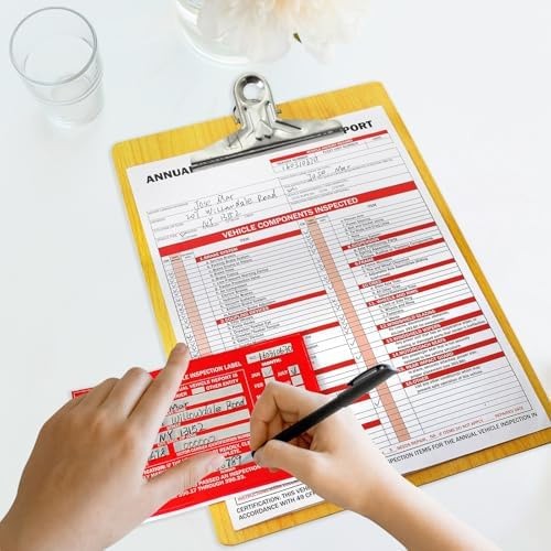 PUNCHMAN 30 Pack Annual Fleet Inspection Report Form & Red Aluminum Label, 3-…