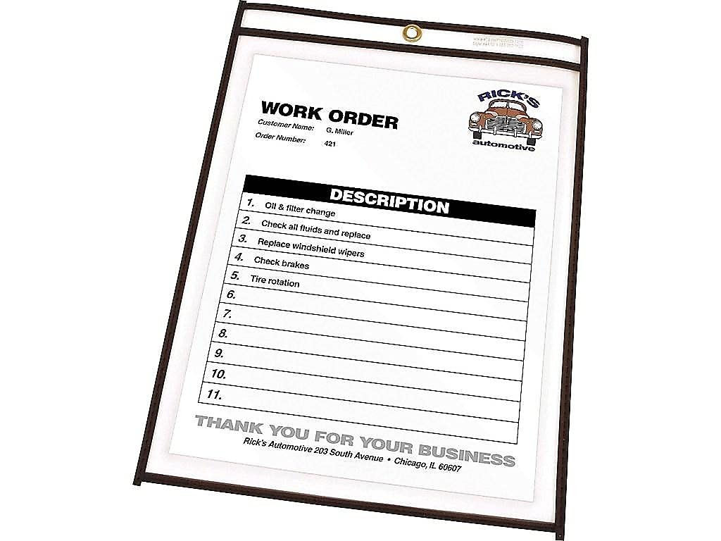 C-Line 46912 Shop Ticket Holders, Stitched, Both Sides 9 x 12 inches, Black