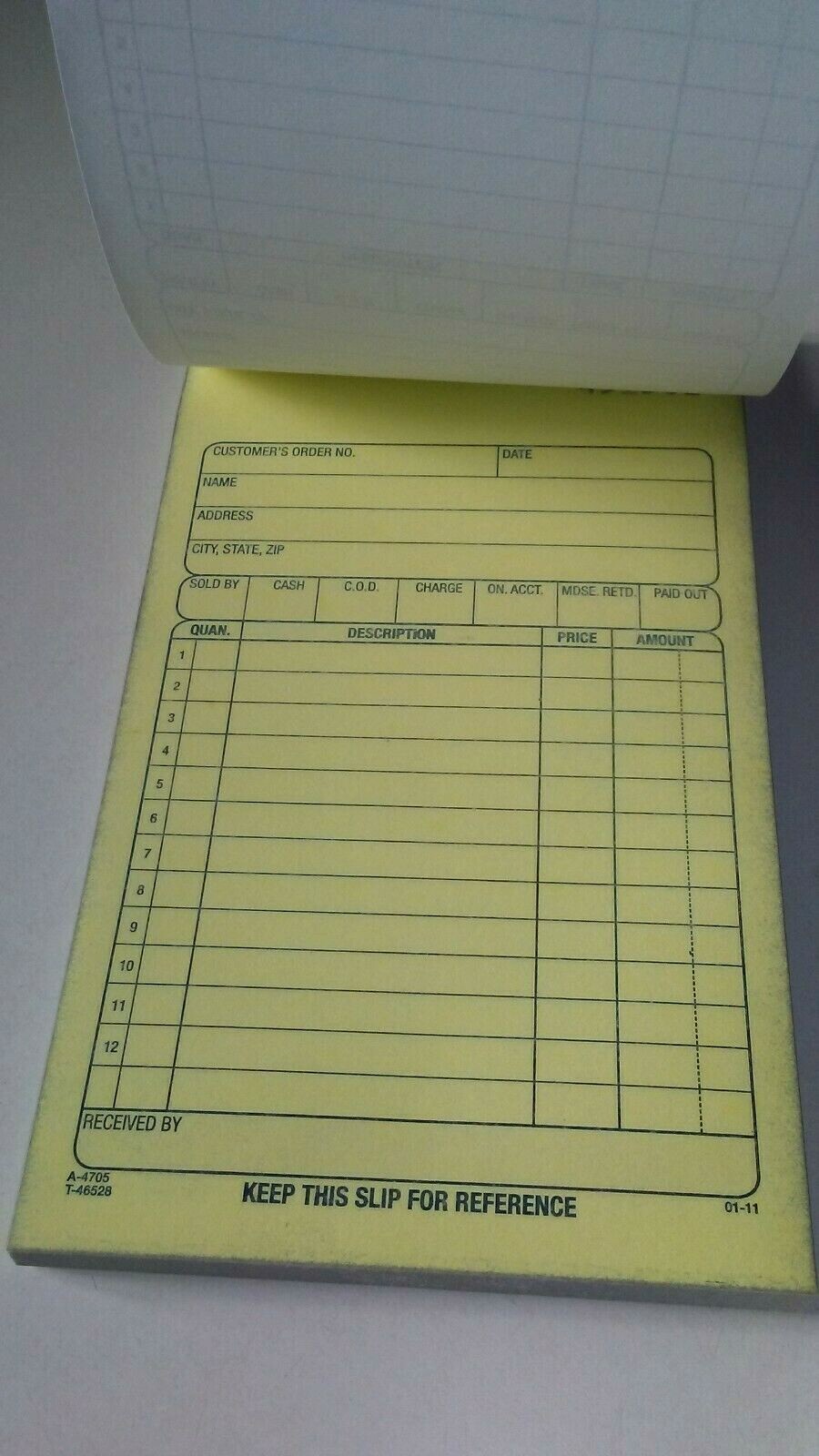 (TWO) Adams Sales Order Book, 2-Part, Carbonless, White/Canary, 4-3/16 x 7-3/16
