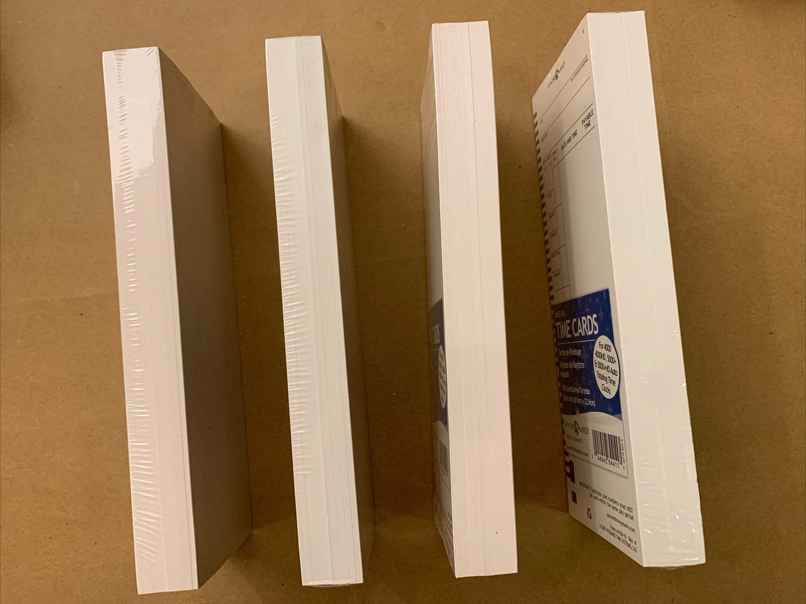4 Packs of 100 Pyramid Systems Time Cards for 4000, 4000HD, 5000+, 5000+HD