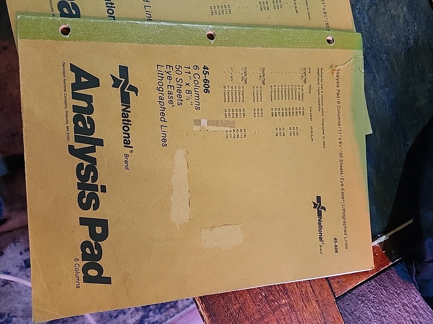 45-606 National Brand Analysis Pad Eye-Ease 6 Column 50 Sheets 11 x 8.5 – NOS