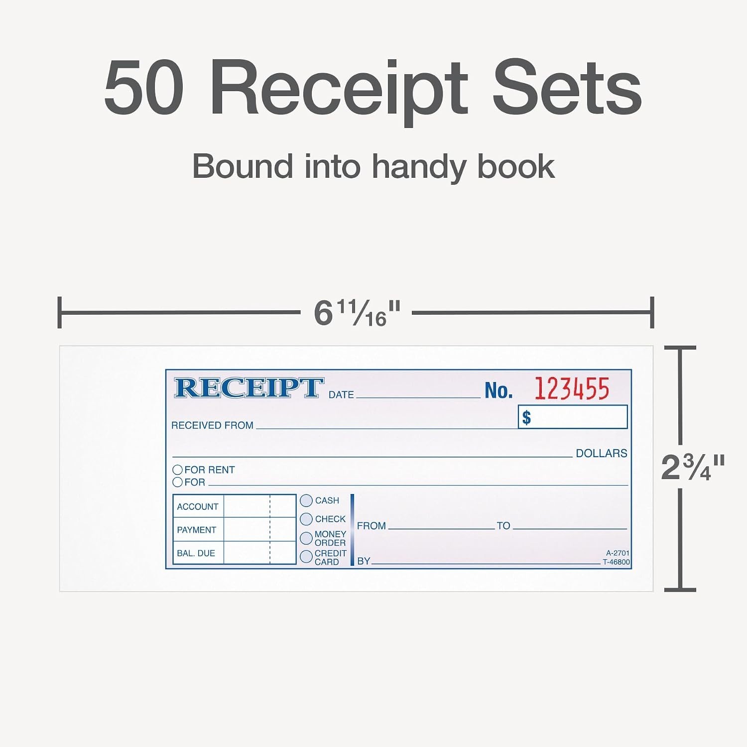 Streamlined 2-Part Carbonless Receipt Book – 50 Sets, Ideal for Small Businesses