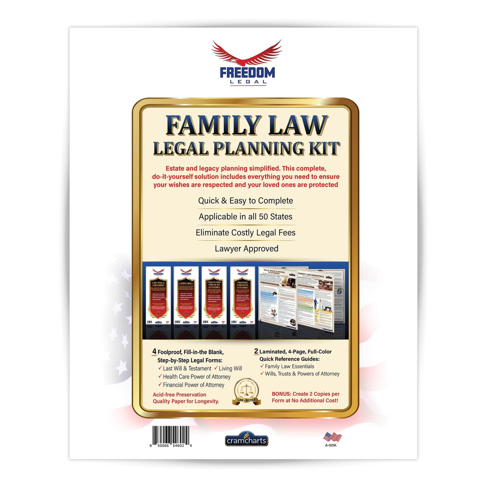 Family Legal Forms Kit – Will, Living Will, Health Proxy & POA Docs