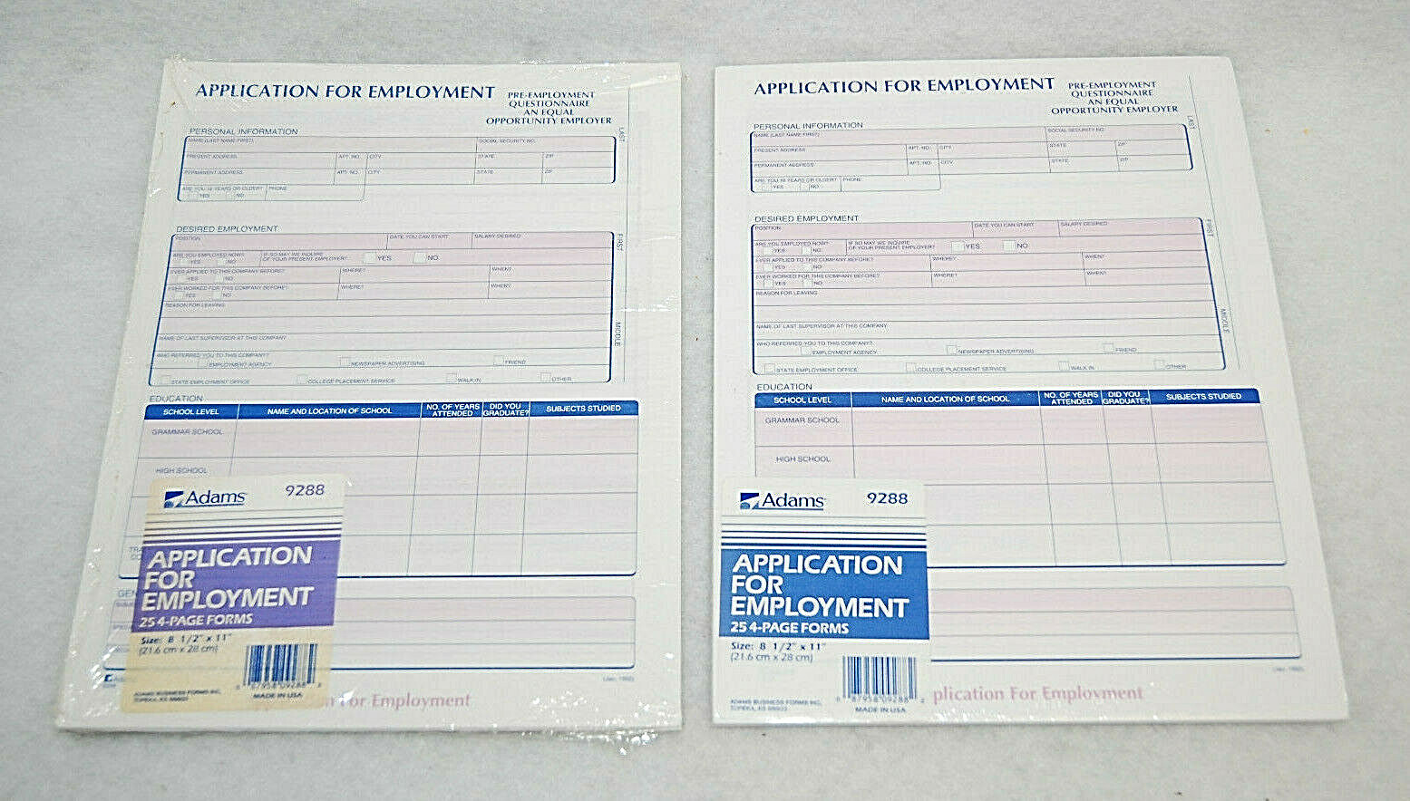 Adams The Human Resource System Asst’d Employment Pads 4 Different Styles S9735