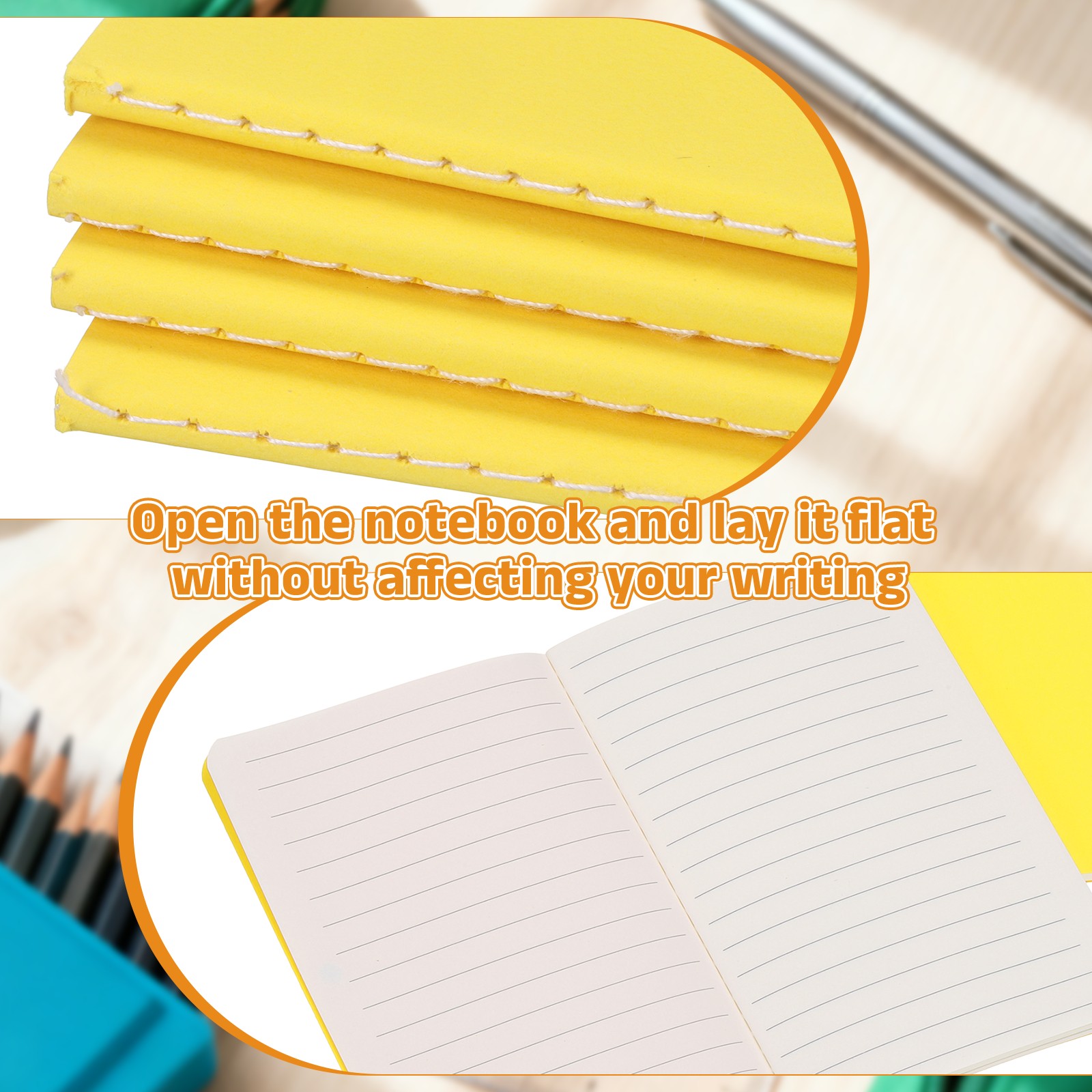 6 Pack A6 Notebook, A6 Journal Mini Notebook Pocket Kraft,Yellow