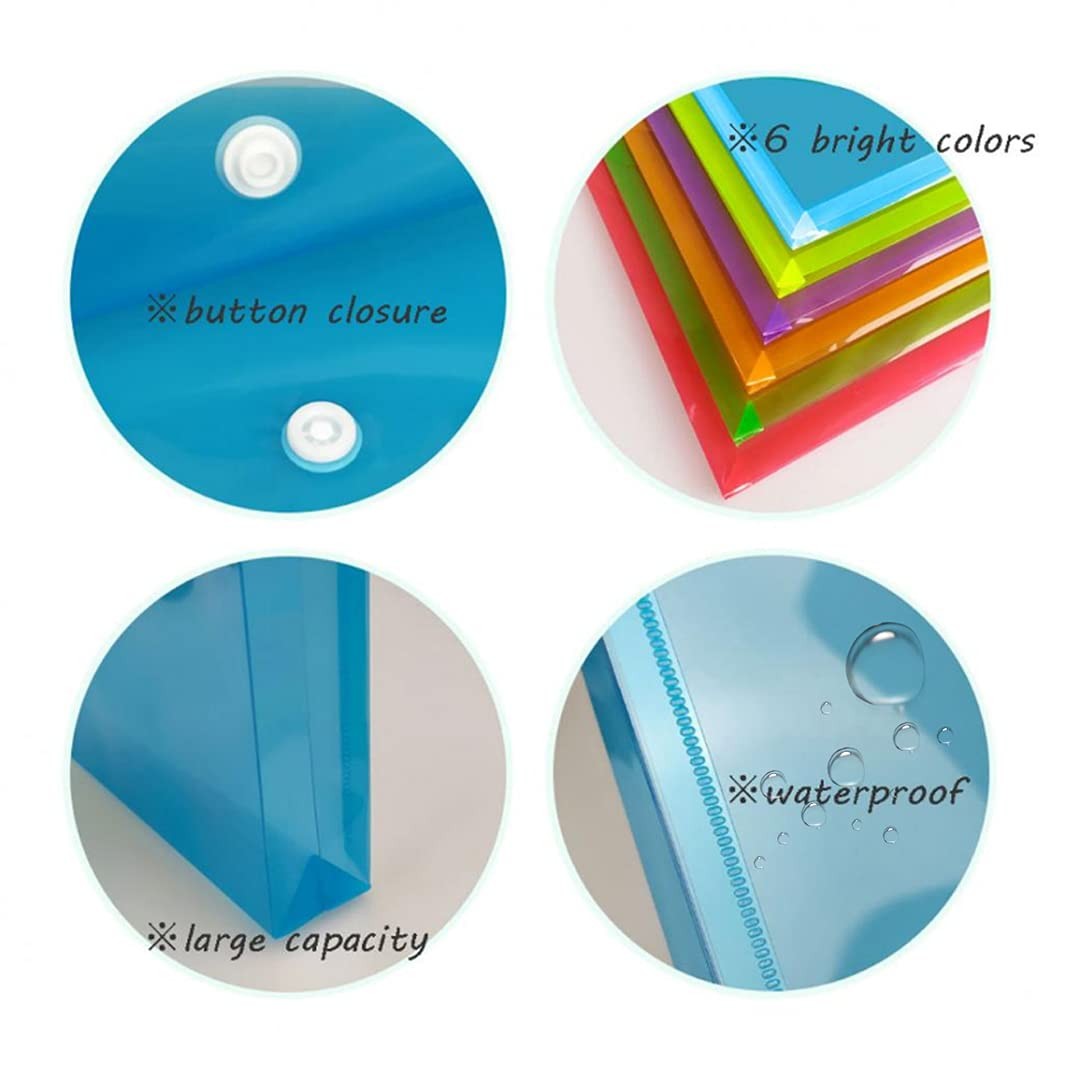 24pcs Legal Size Clear Poly Floders, Plastic Envelopes with Snap White