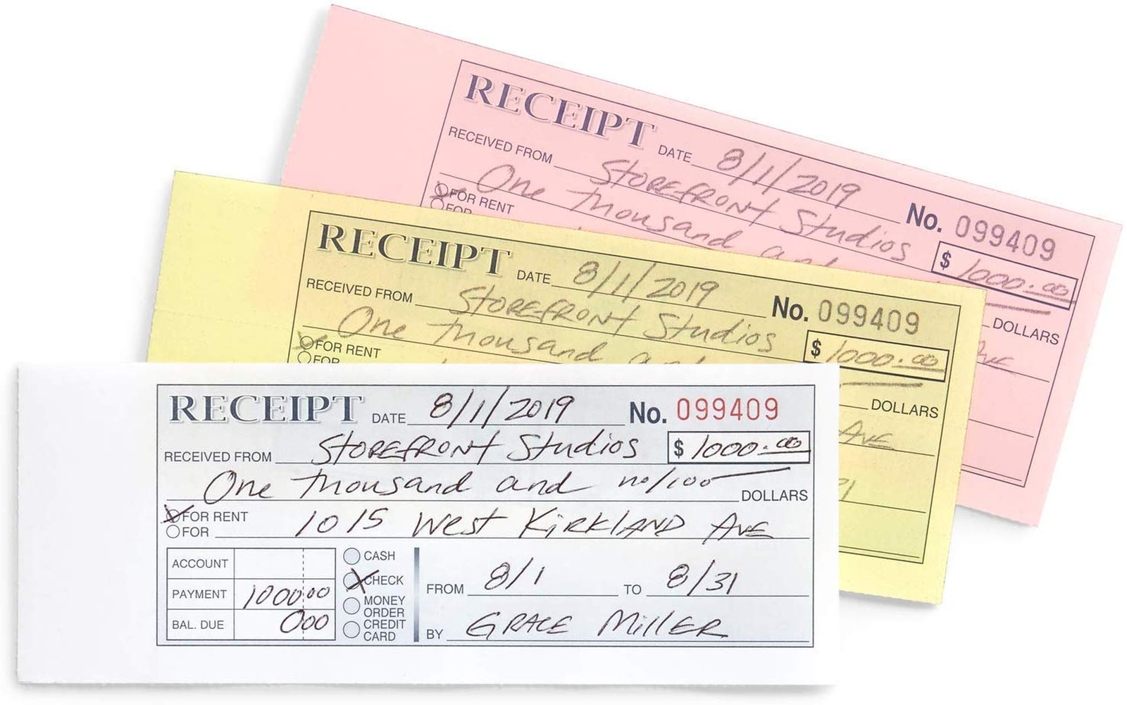 Blue Summit Supplies Triplicate Receipt Book, 100 per Book, 500 Total, 5 Pack…