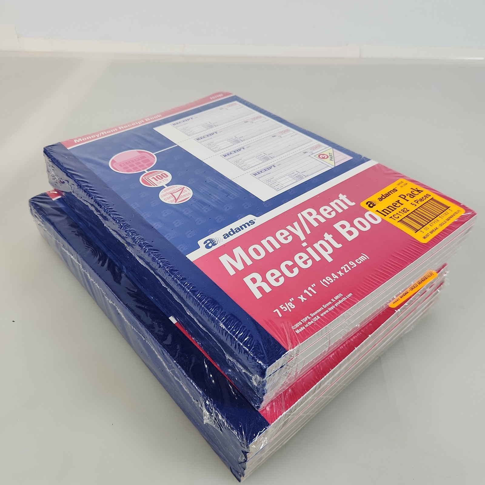Lot 10 Adams TC1182 Money and Rent Receipt Books 3-Part Carbonless 7-5/8″x 11″