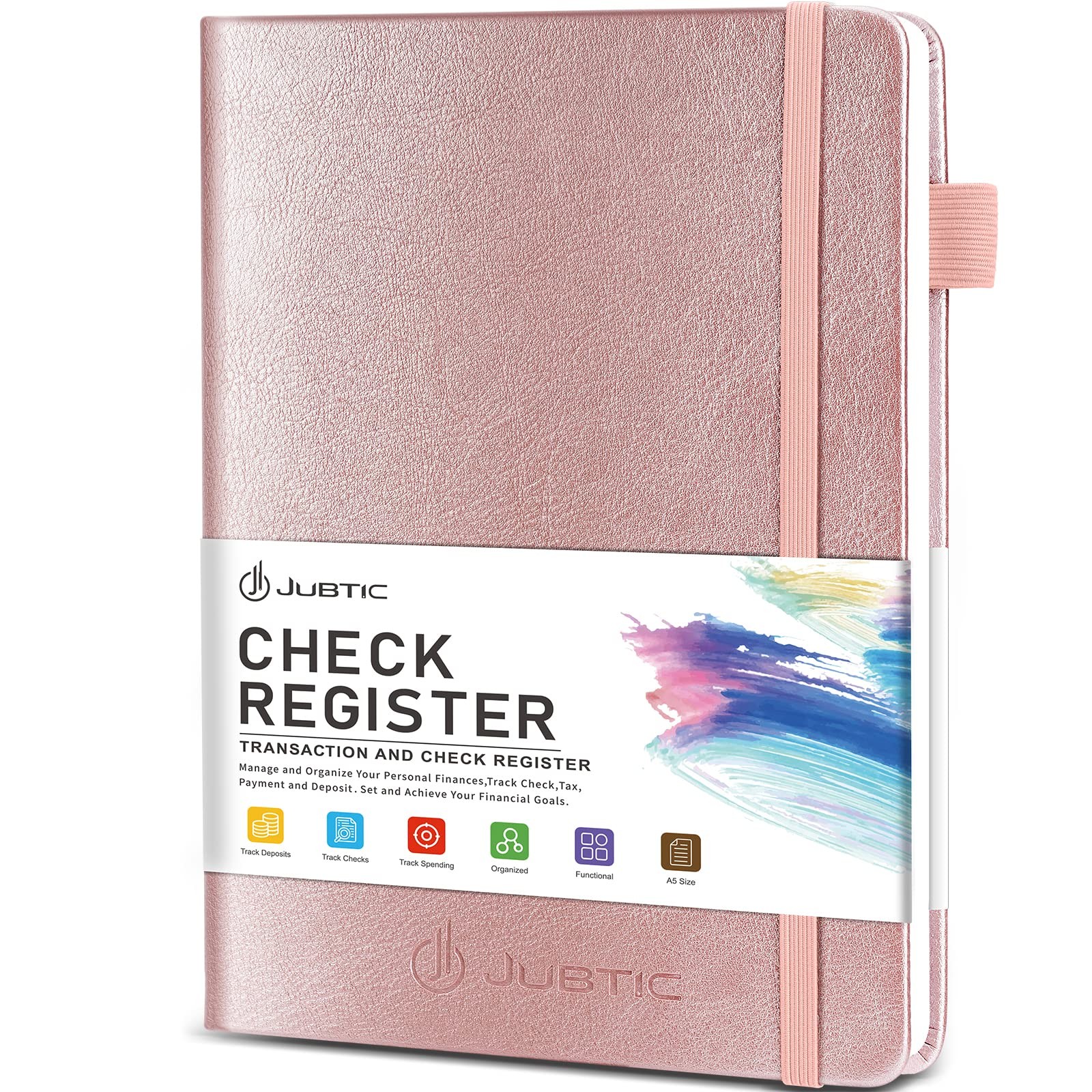 JUBTIC Check Registers for Personal Medium (5.8×8.3 Inch), Rose Gold