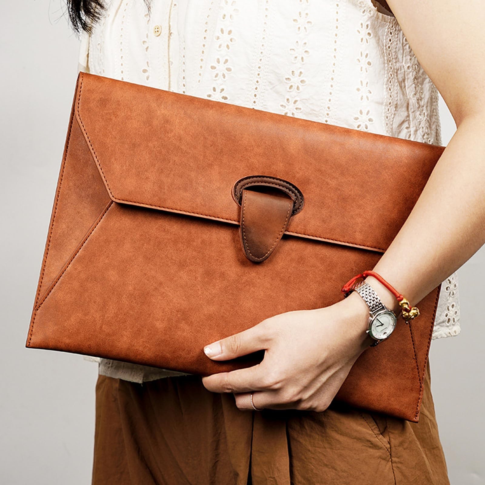 VANRA PU Leather File Folder Document Organizer Holder Waterproof Brown
