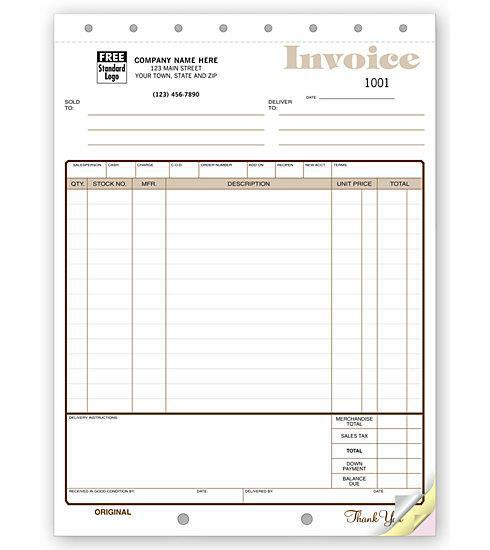 Furniture & Appliance Invoice / 8.5 X 11 / 3 Part / Nebs Deluxe No. 117