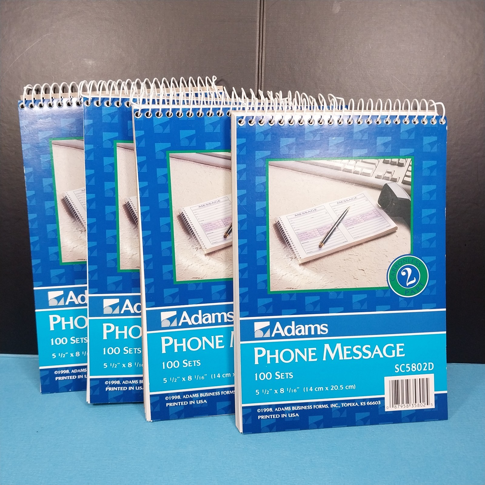 Pack of 4 Adams Phone Message Books 5-1/2″ x 8-1/16″ Carbonless 2 Part SC5802D