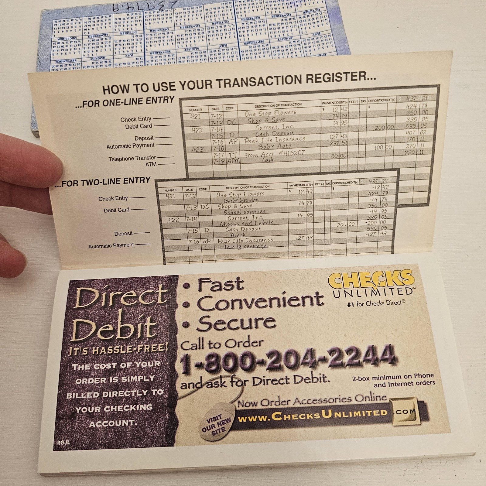 2000s ephemera, Deluxe & Checks Unlimited Transaction Register and Checkbook