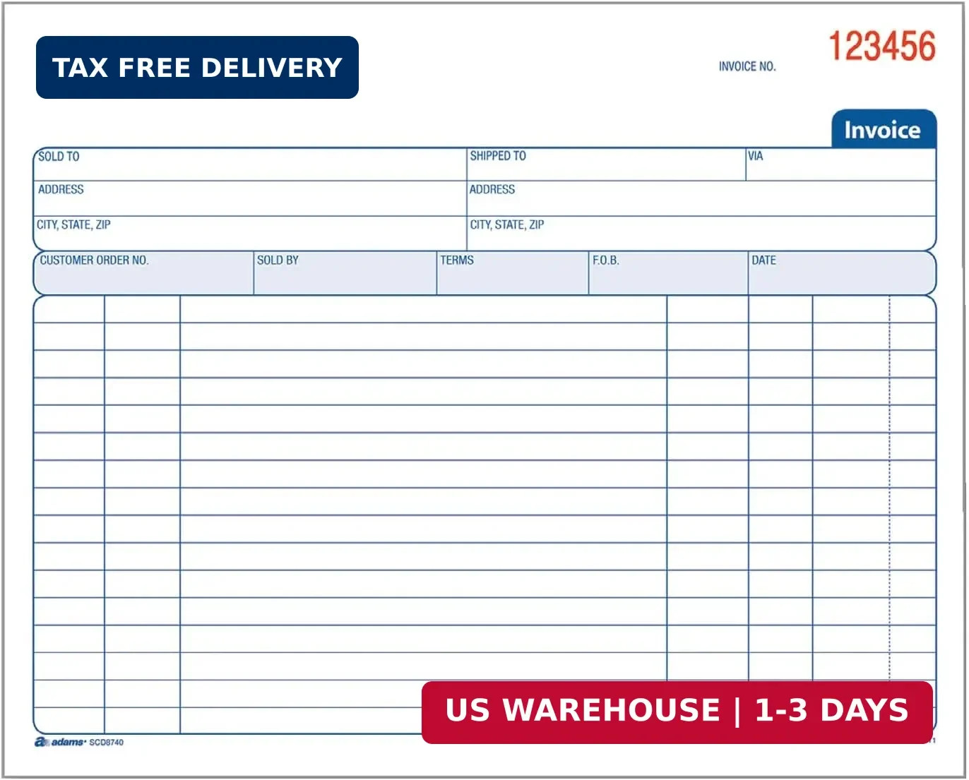 Adams Spiral Invoice Book, 8 1/2 x 7 1/4 Inches, 2-Part, Carbonless, White/Canar