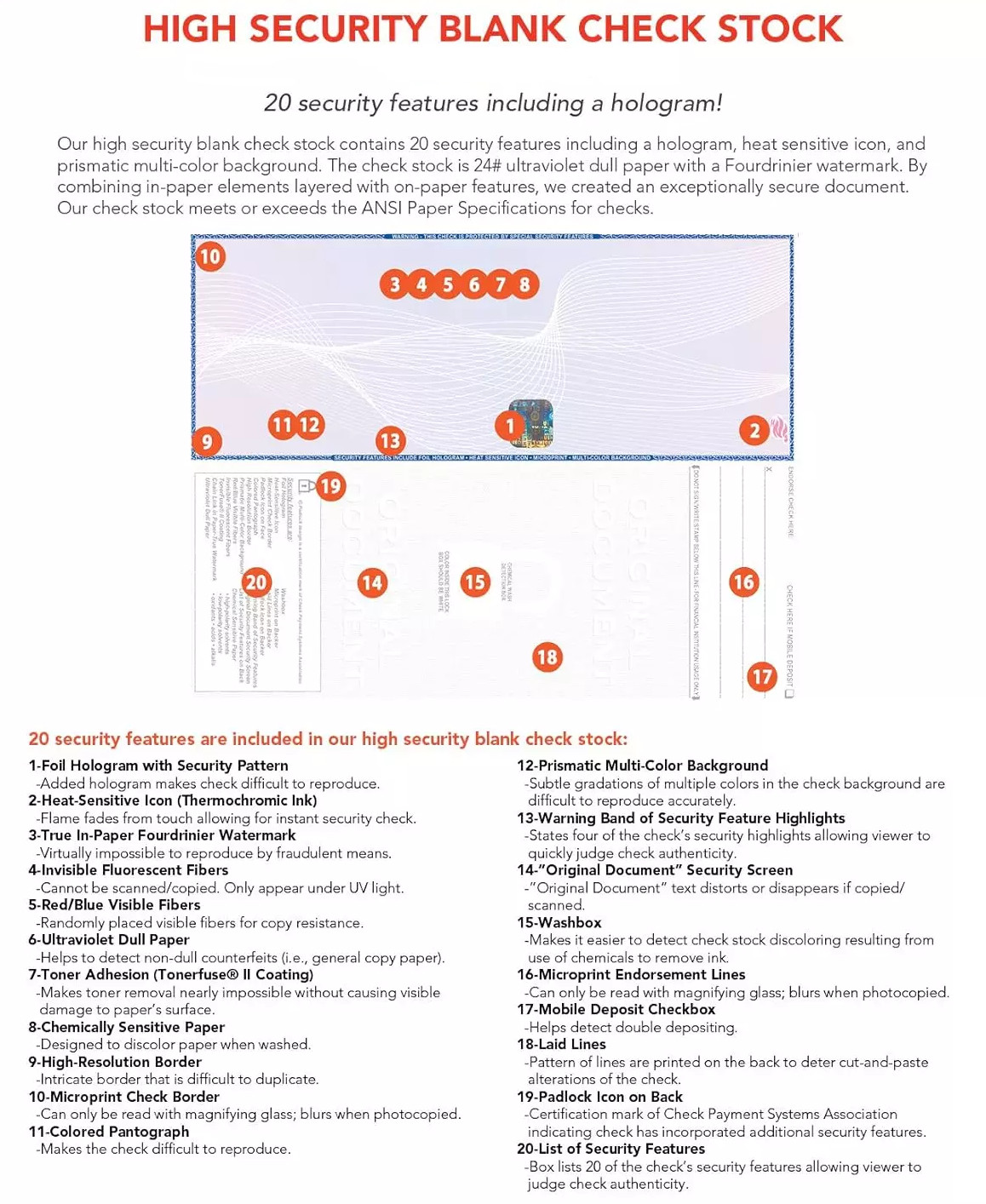 Premium High Security Check Paper with Hologram & 22 Security Features